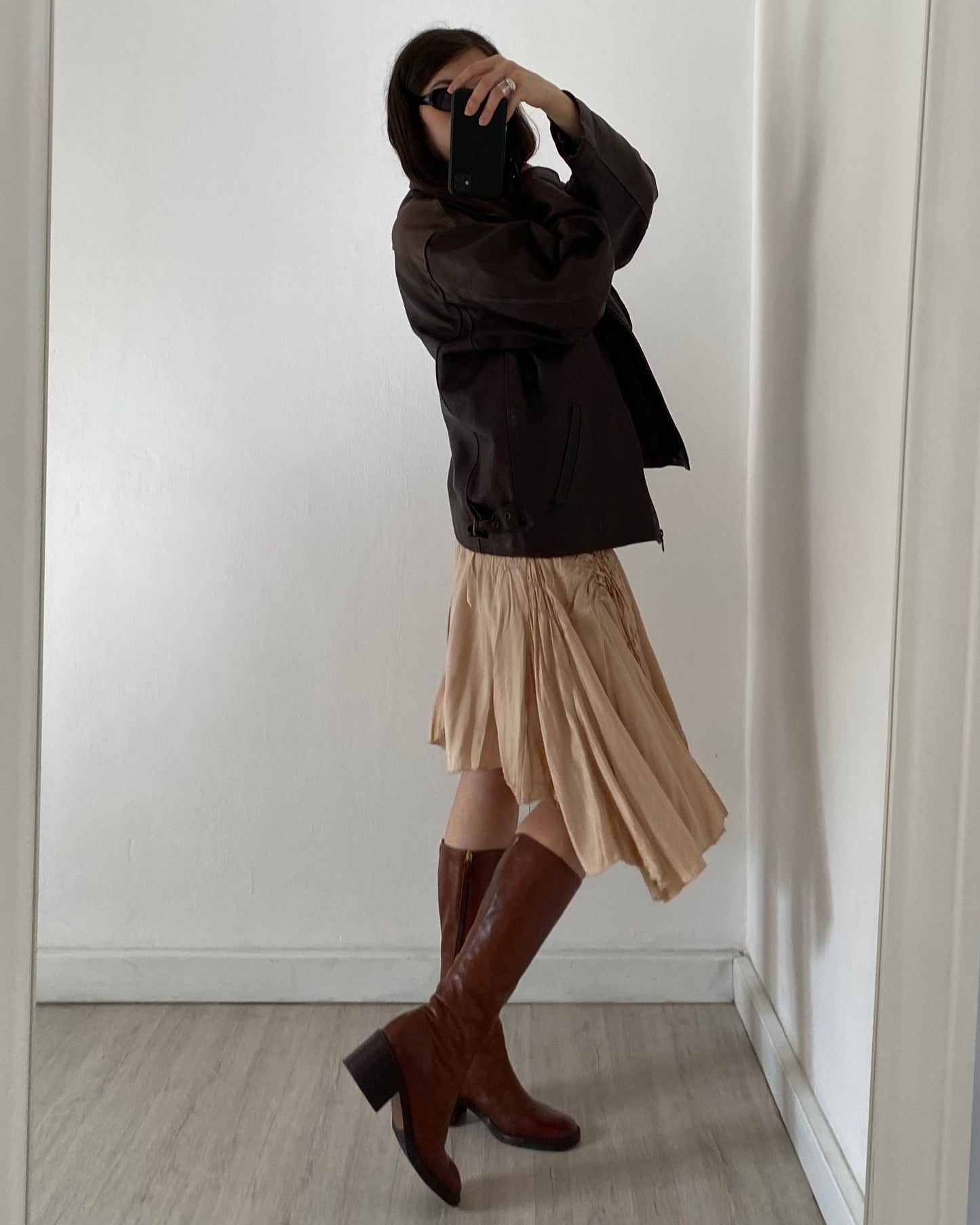 Square toe leather boots