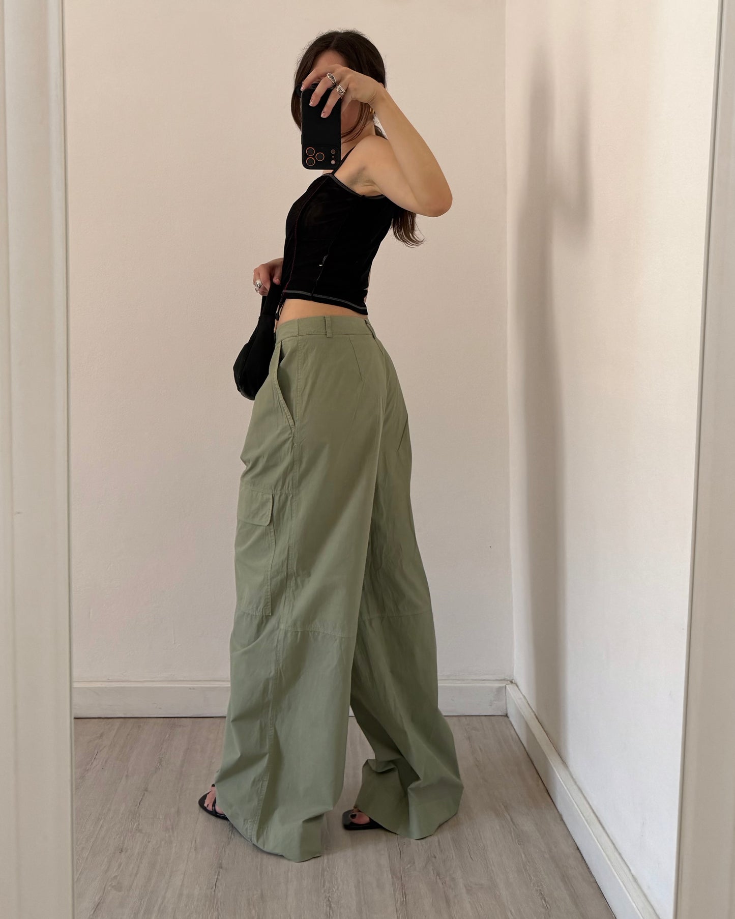 Wide leg cotton trousers