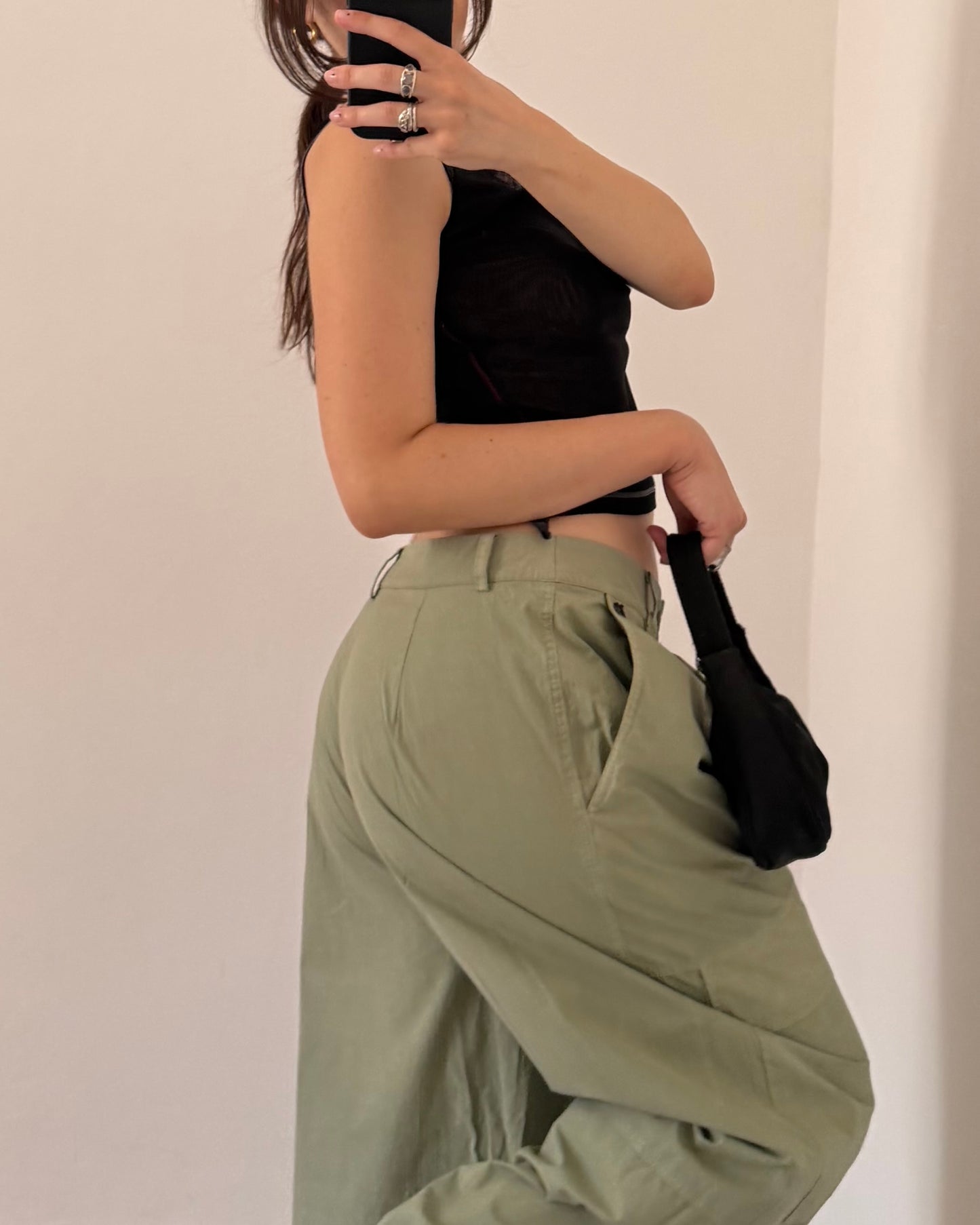 Wide leg cotton trousers