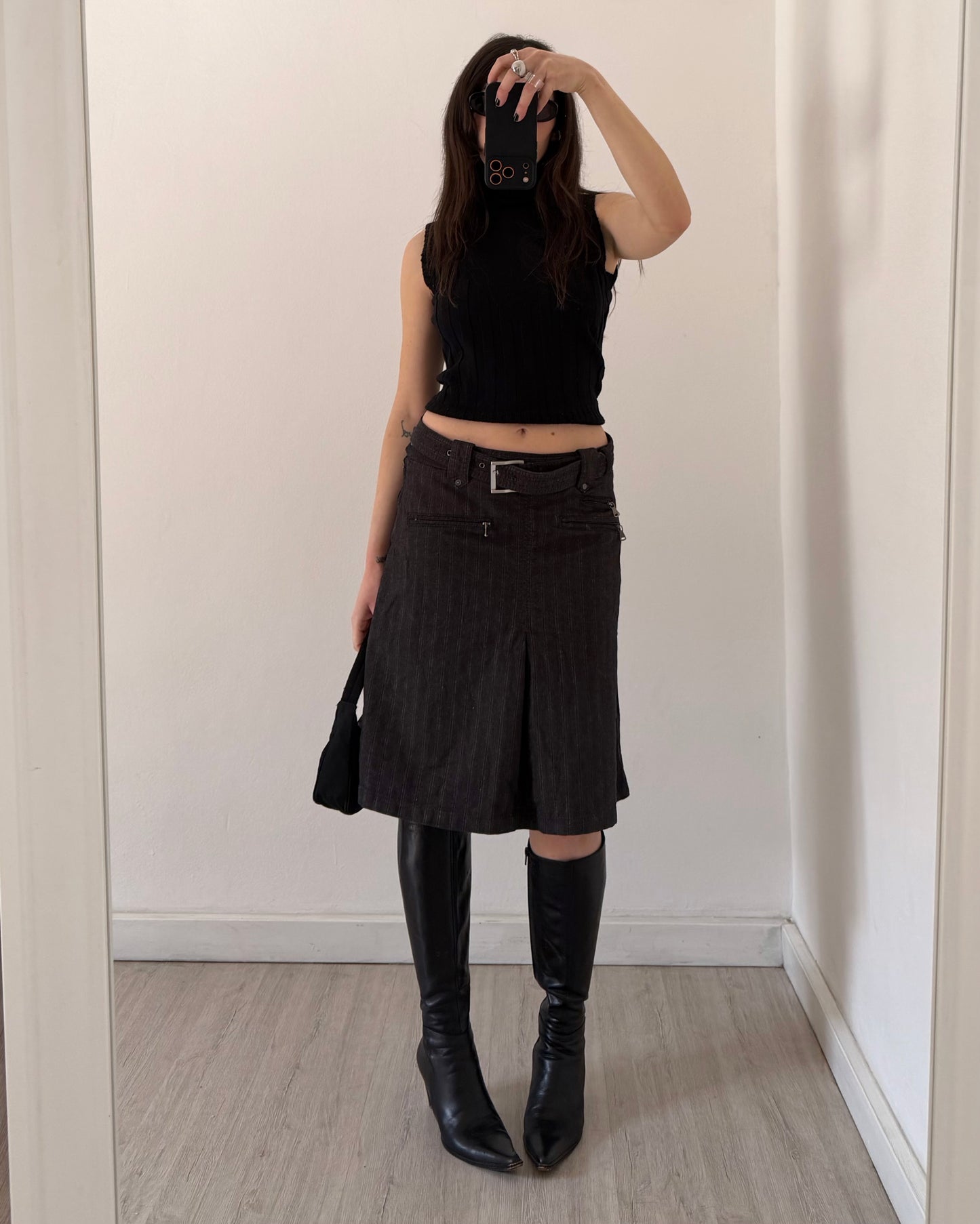 Y2k pinstripe midi skirt