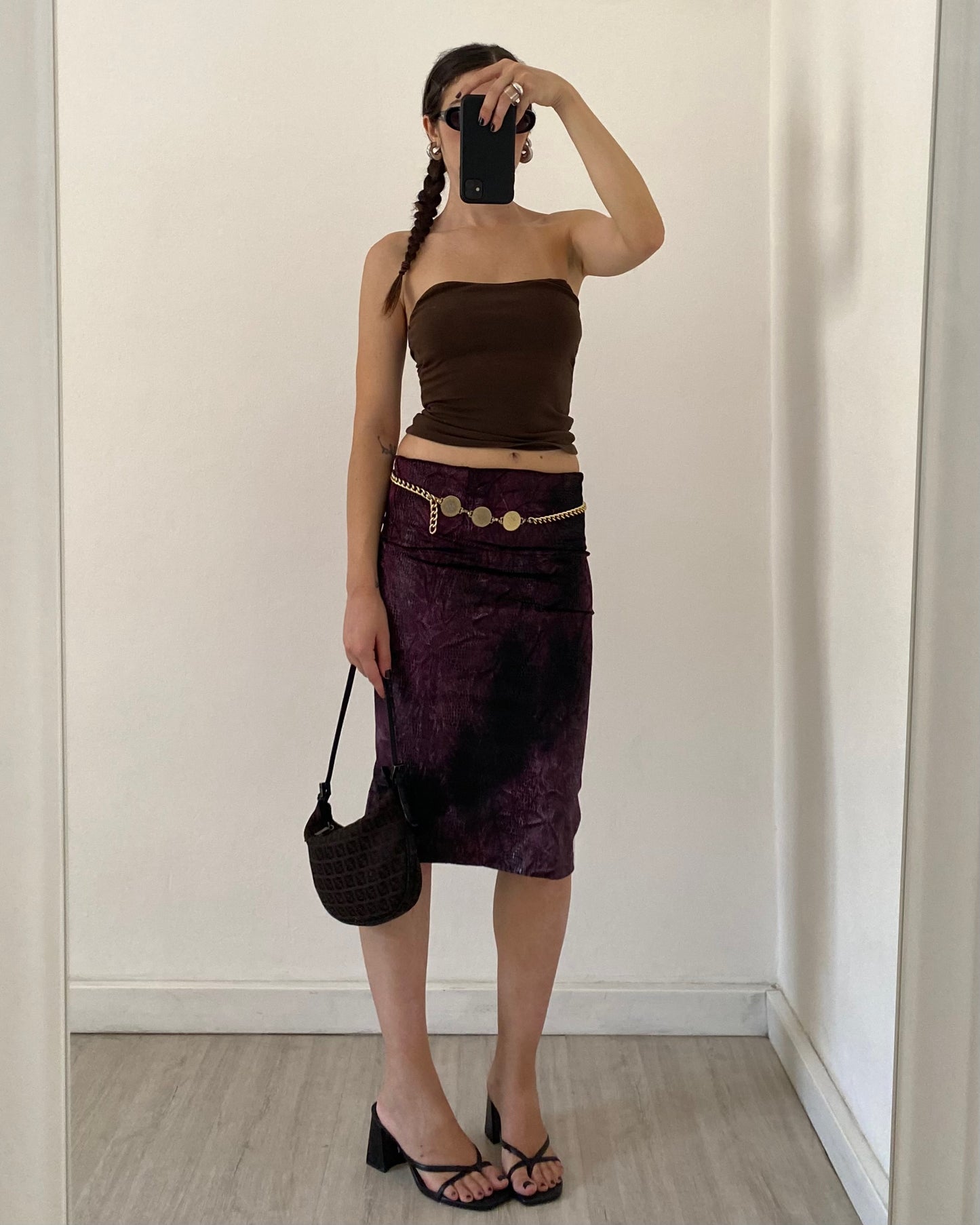 Snakeskin velour skirt