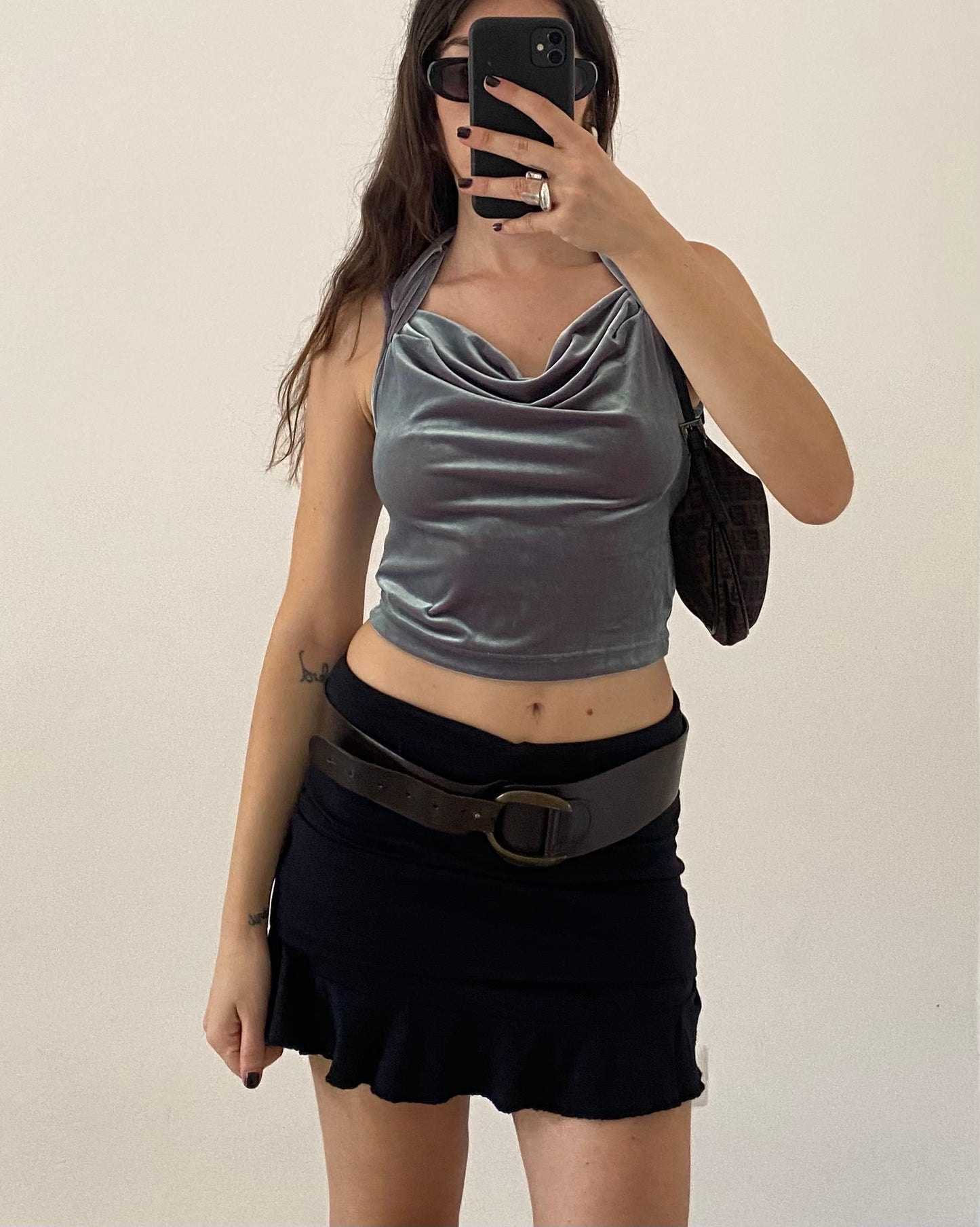 Iridescent velour top