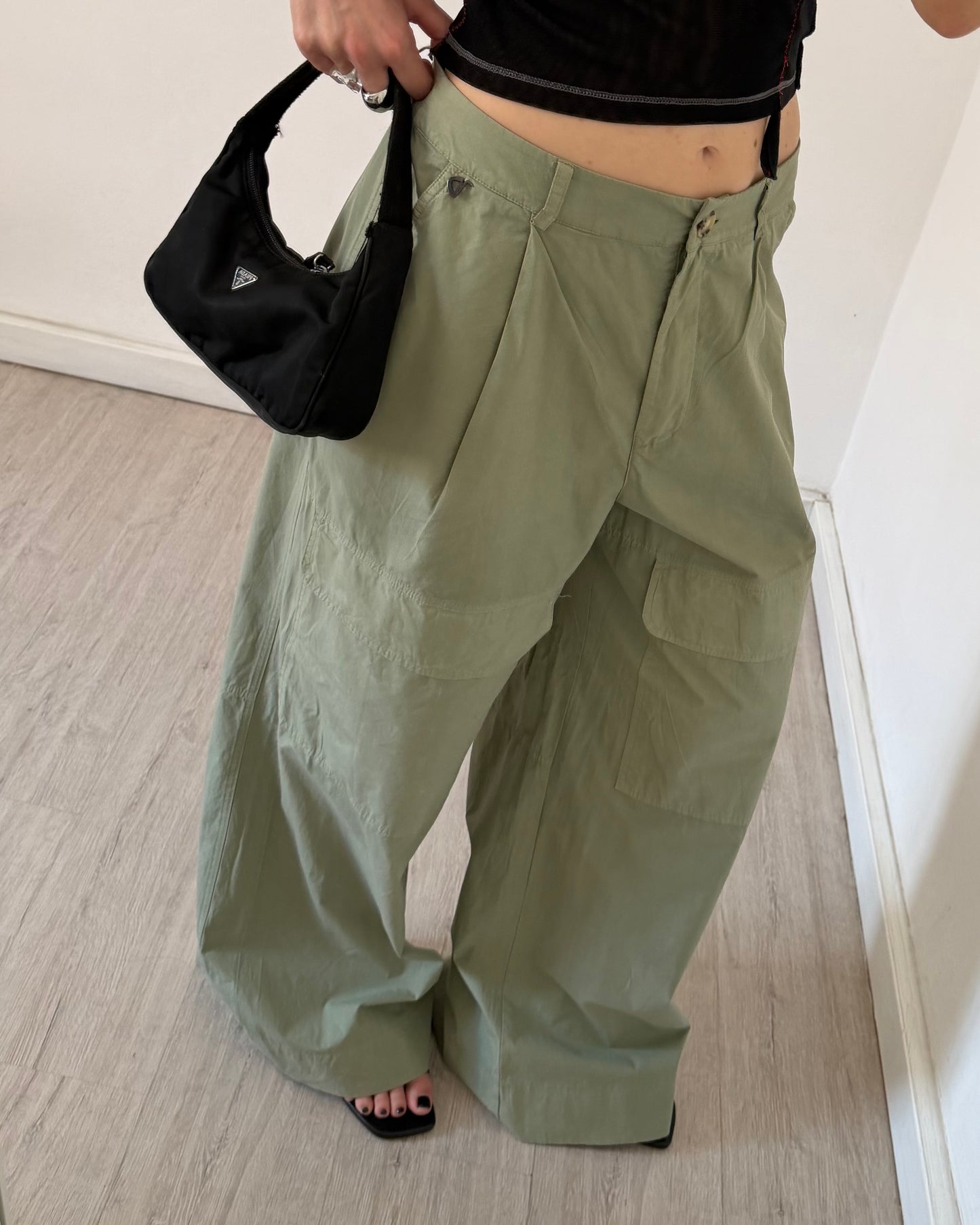 Wide leg cotton trousers