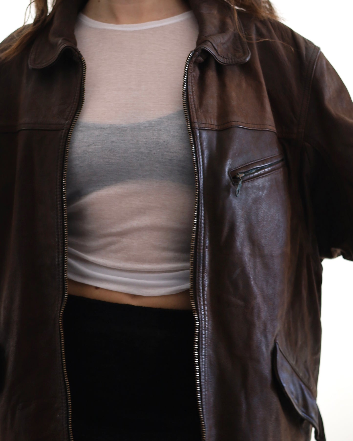 Distressed leather jacket