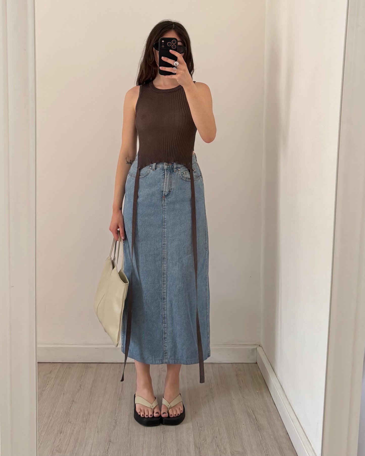 90s Gas longuette denim skirt