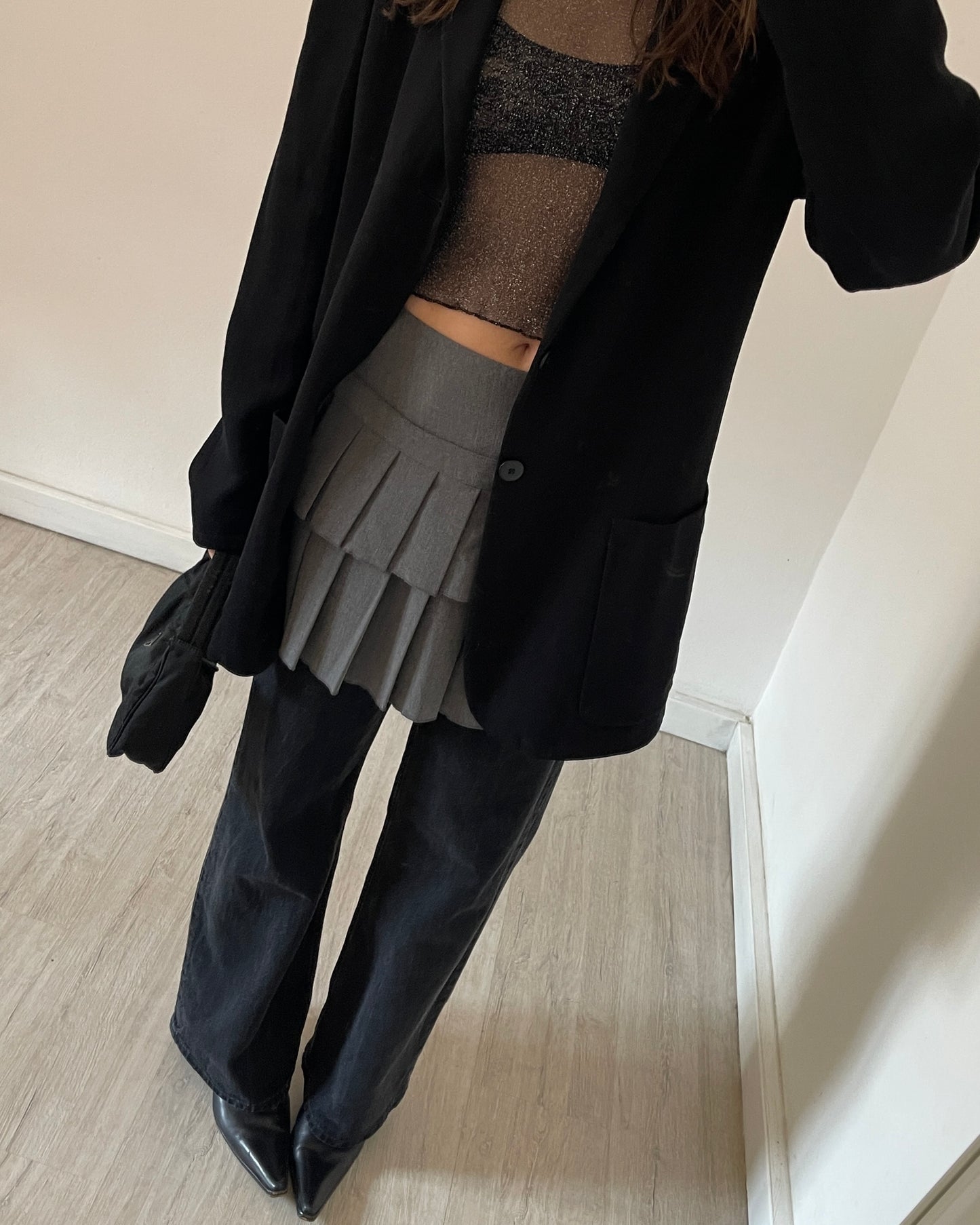 Sheer micro mesh glitter top