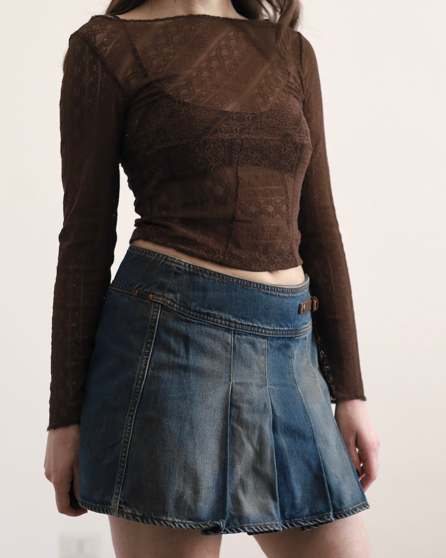 Denim pleated skirt by Guess