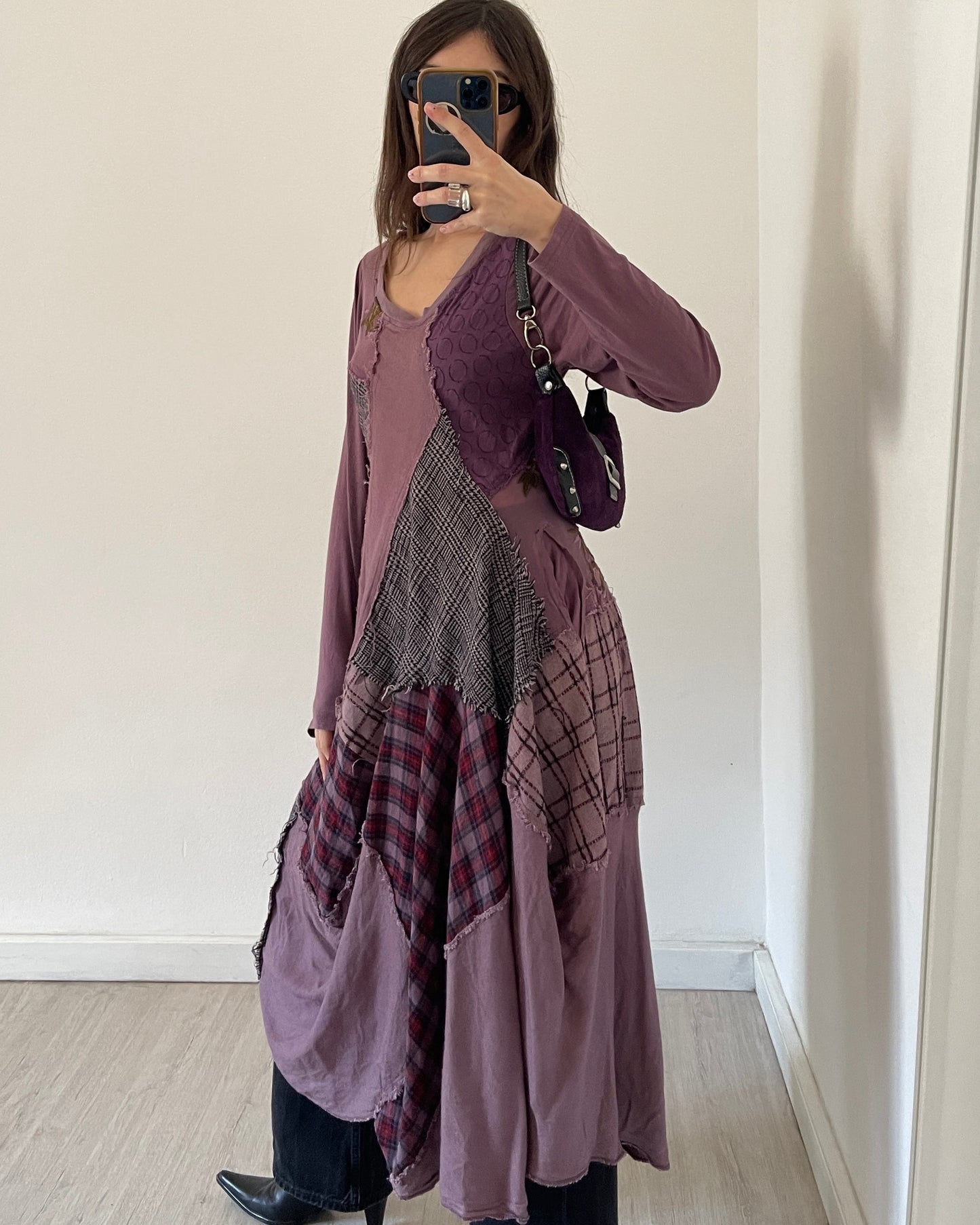 Patchwork asymmetric dress