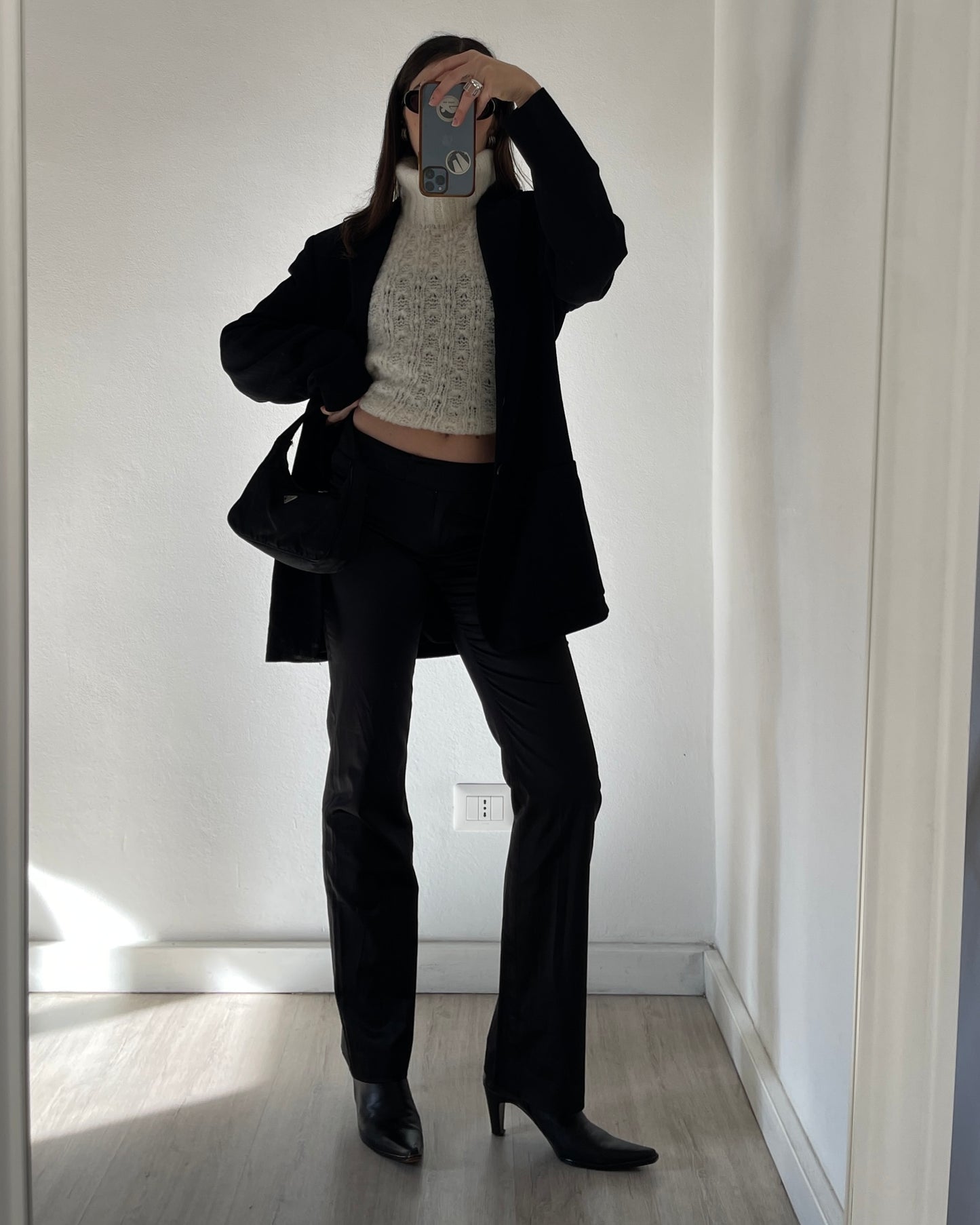 Satin bootcut trousers