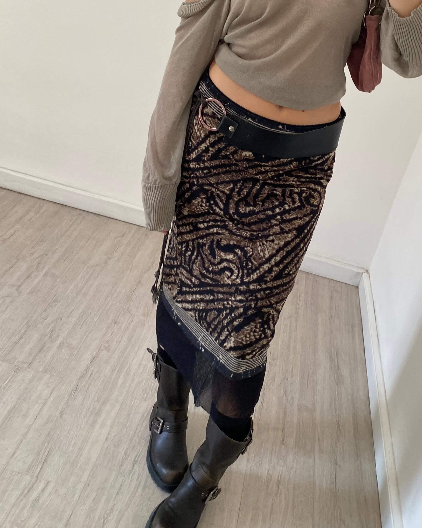 Micro mesh midi skirt