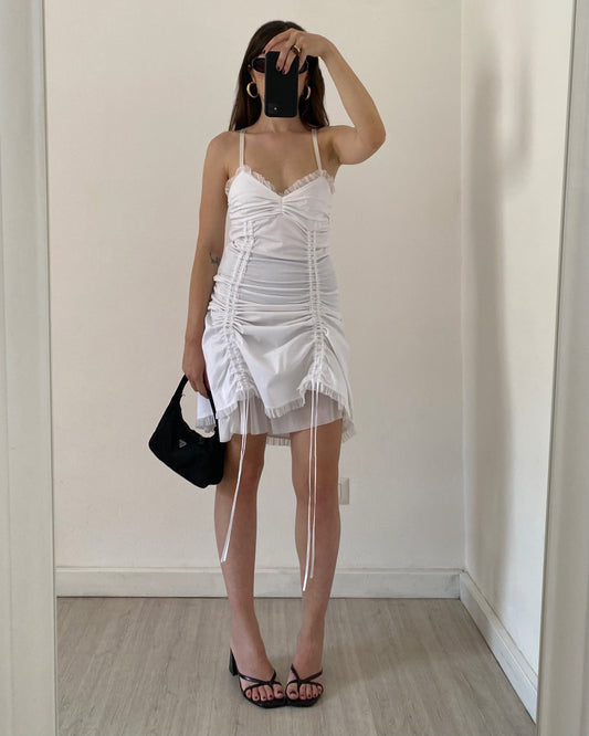 00s ruched tulle mini dress