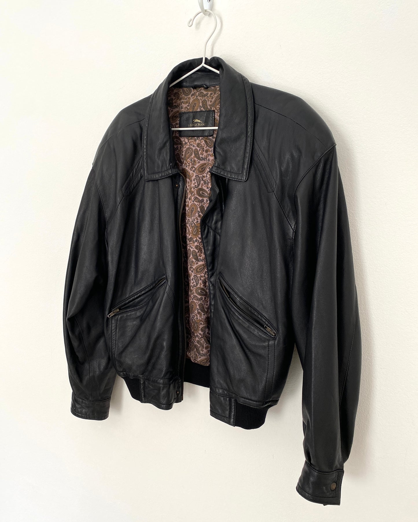 Longchamp leather bomber jacket