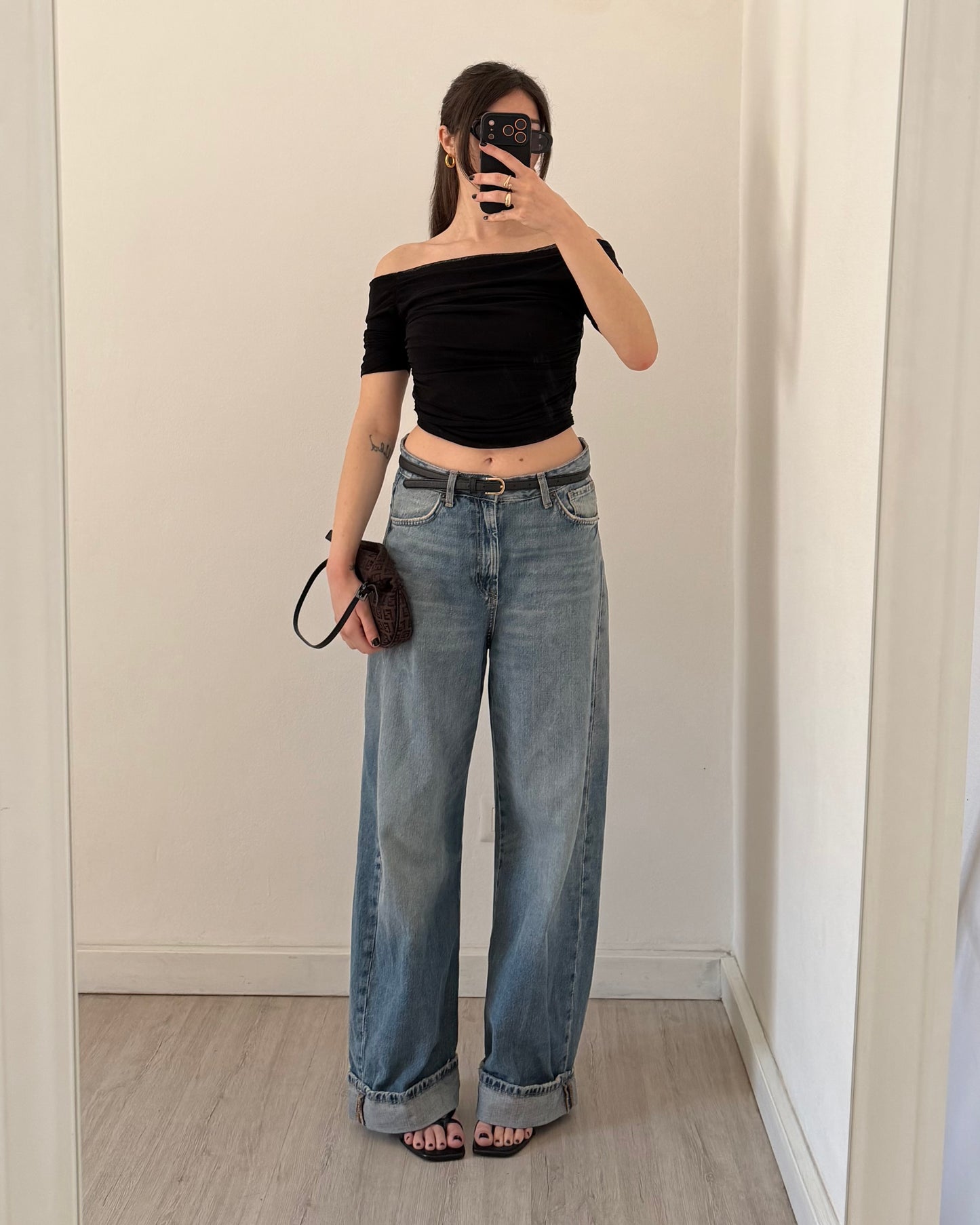 Off the shoulder tulle top