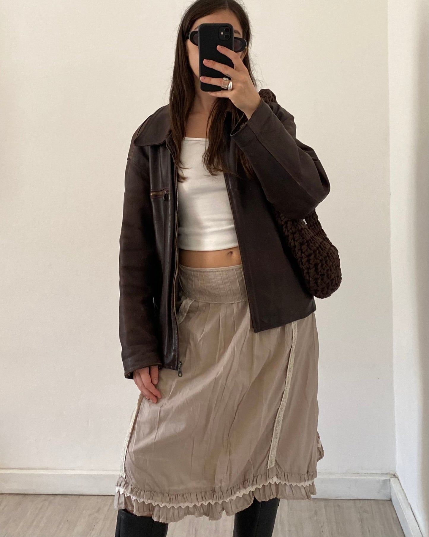 Cotton midi skirt
