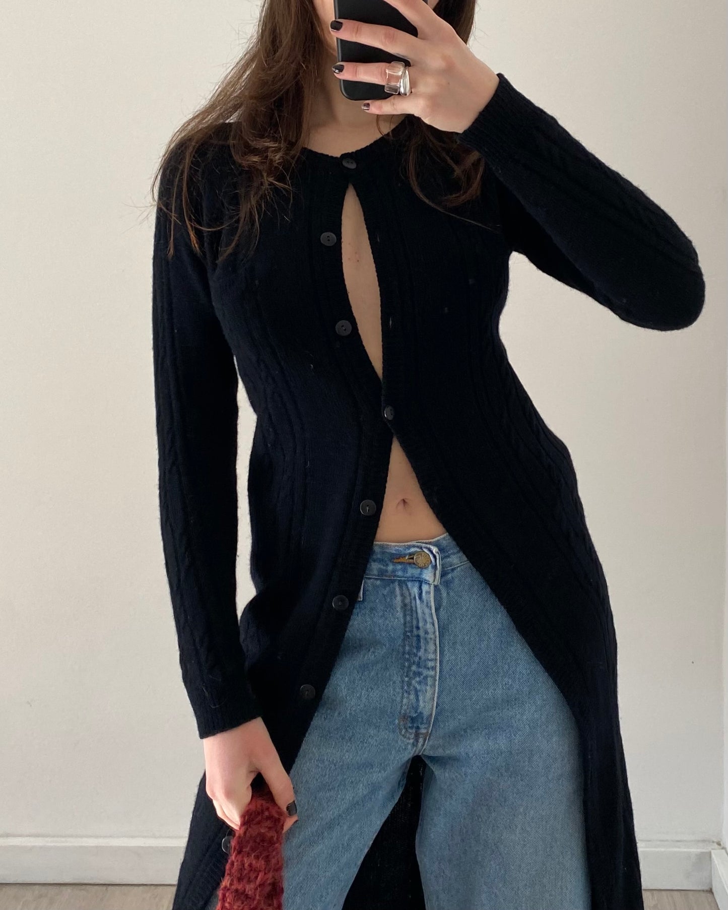 Long lambswool cardigan