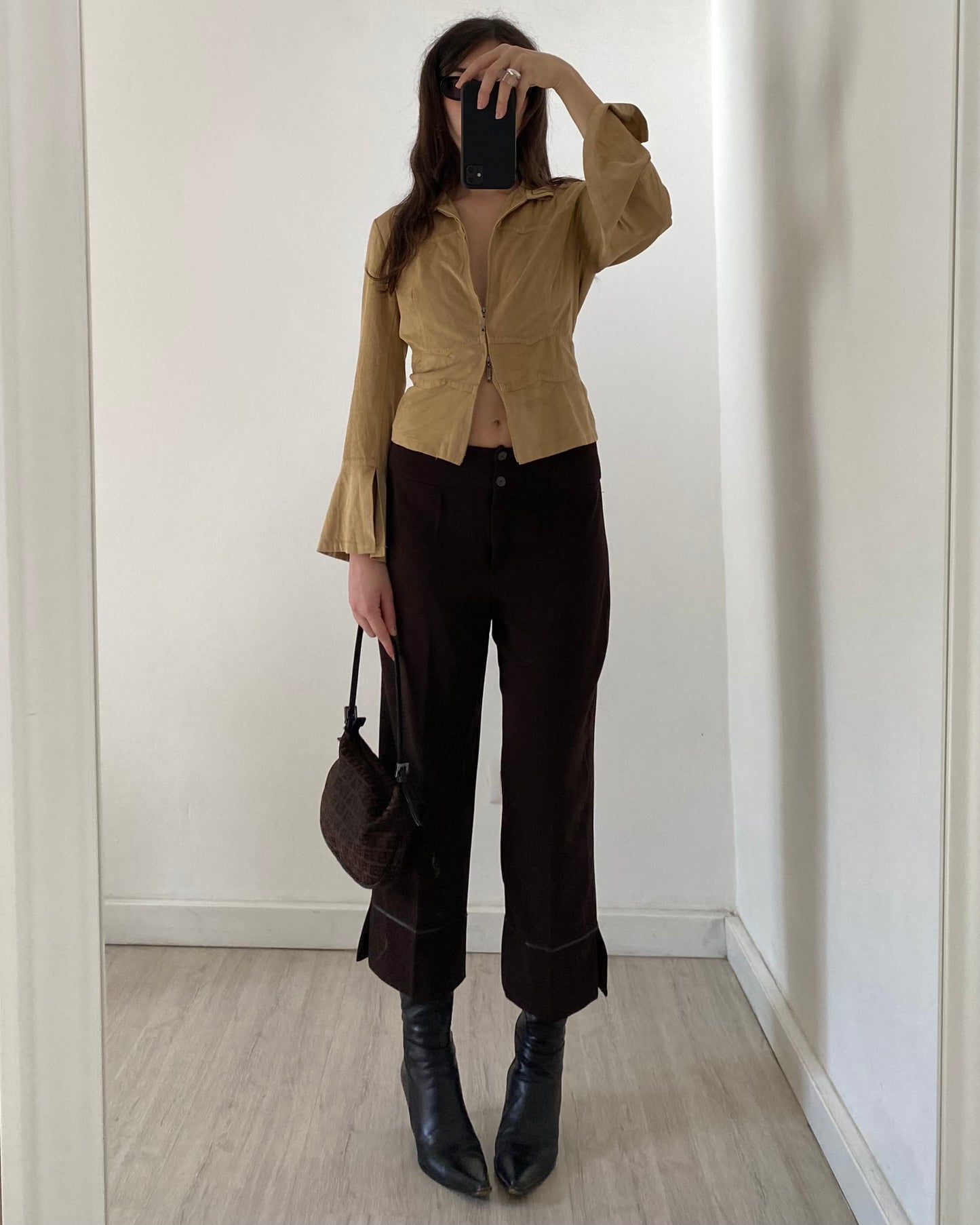 00s brown capri trousers