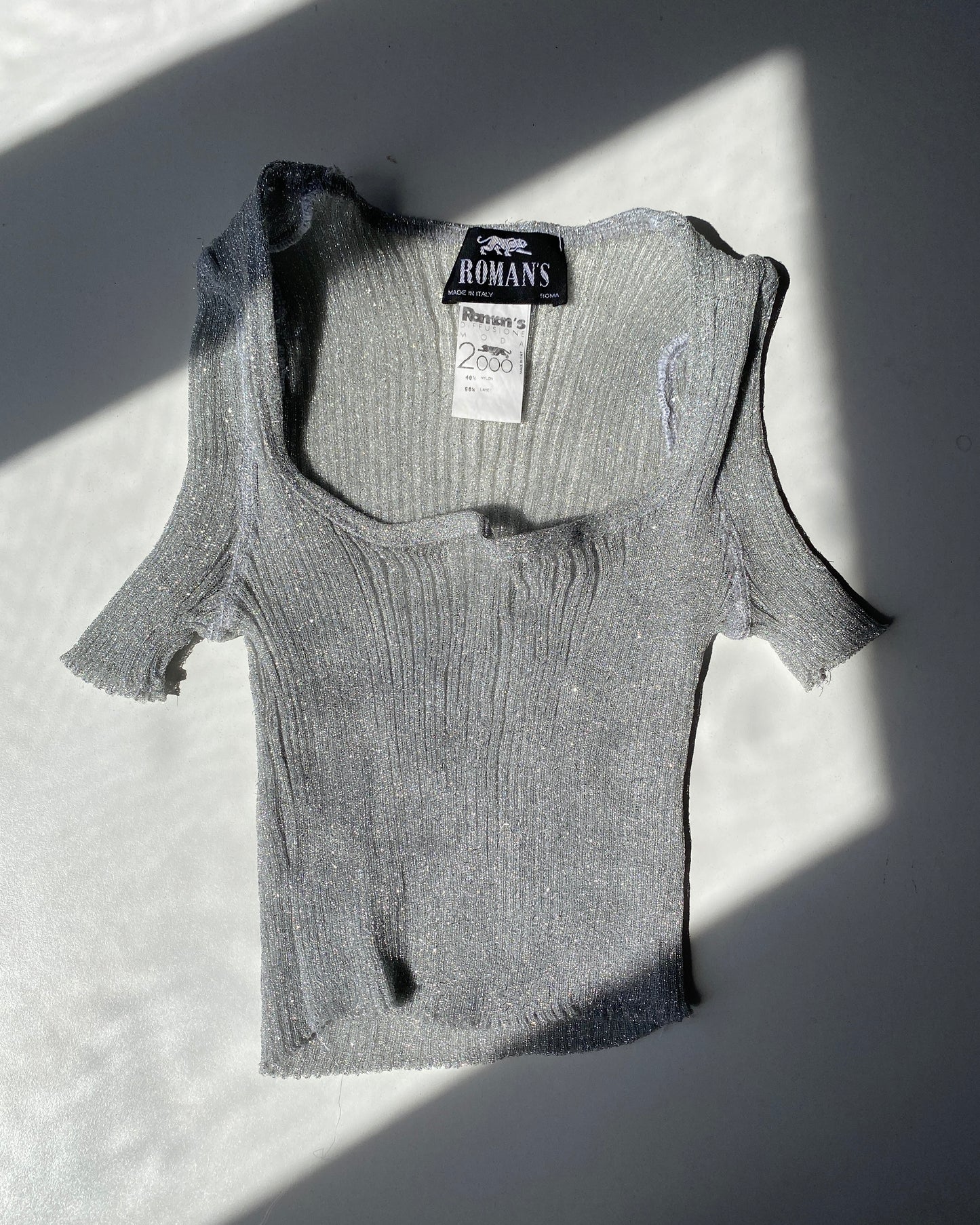 90s silver lurex top