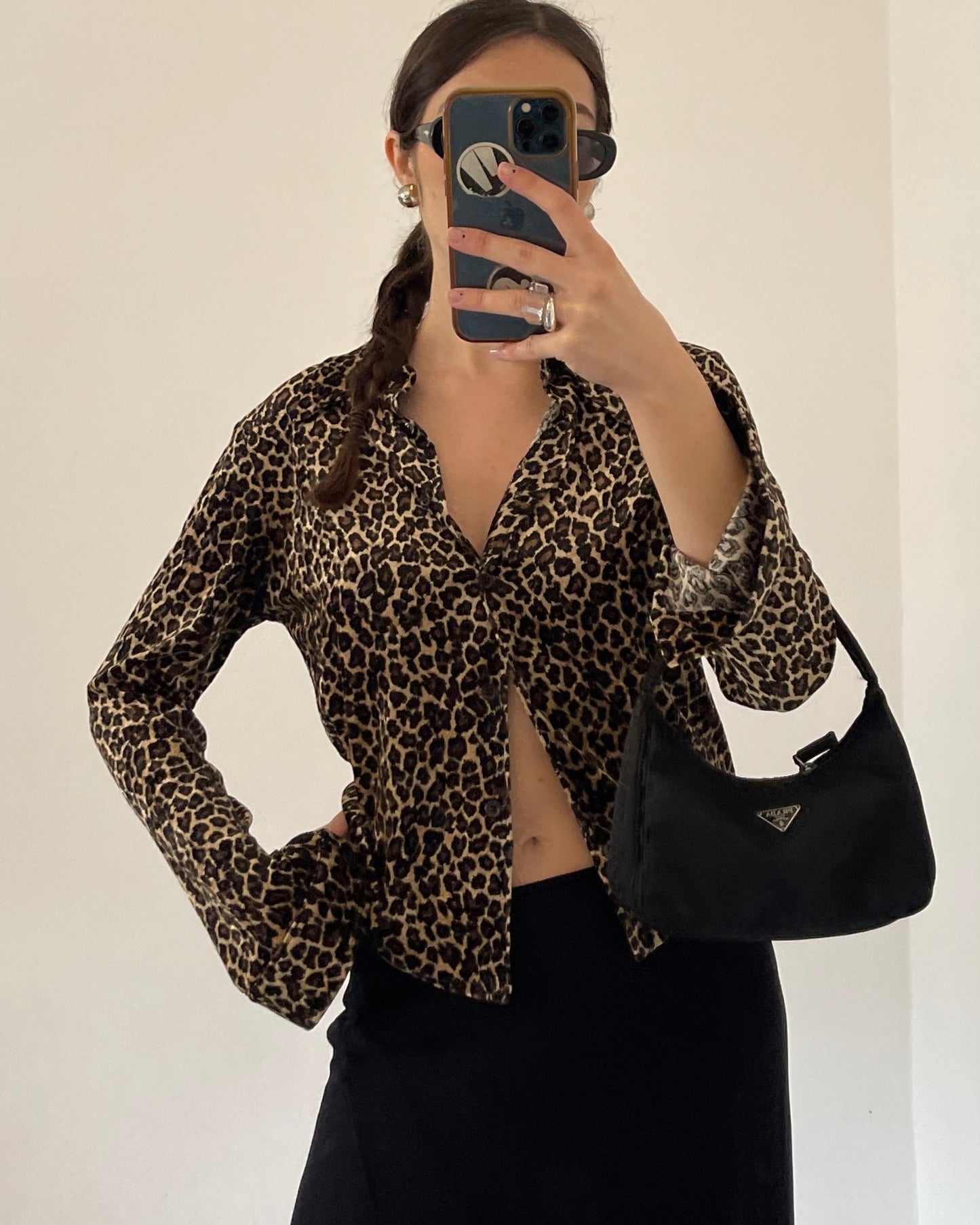 Velvet leopard print shirt