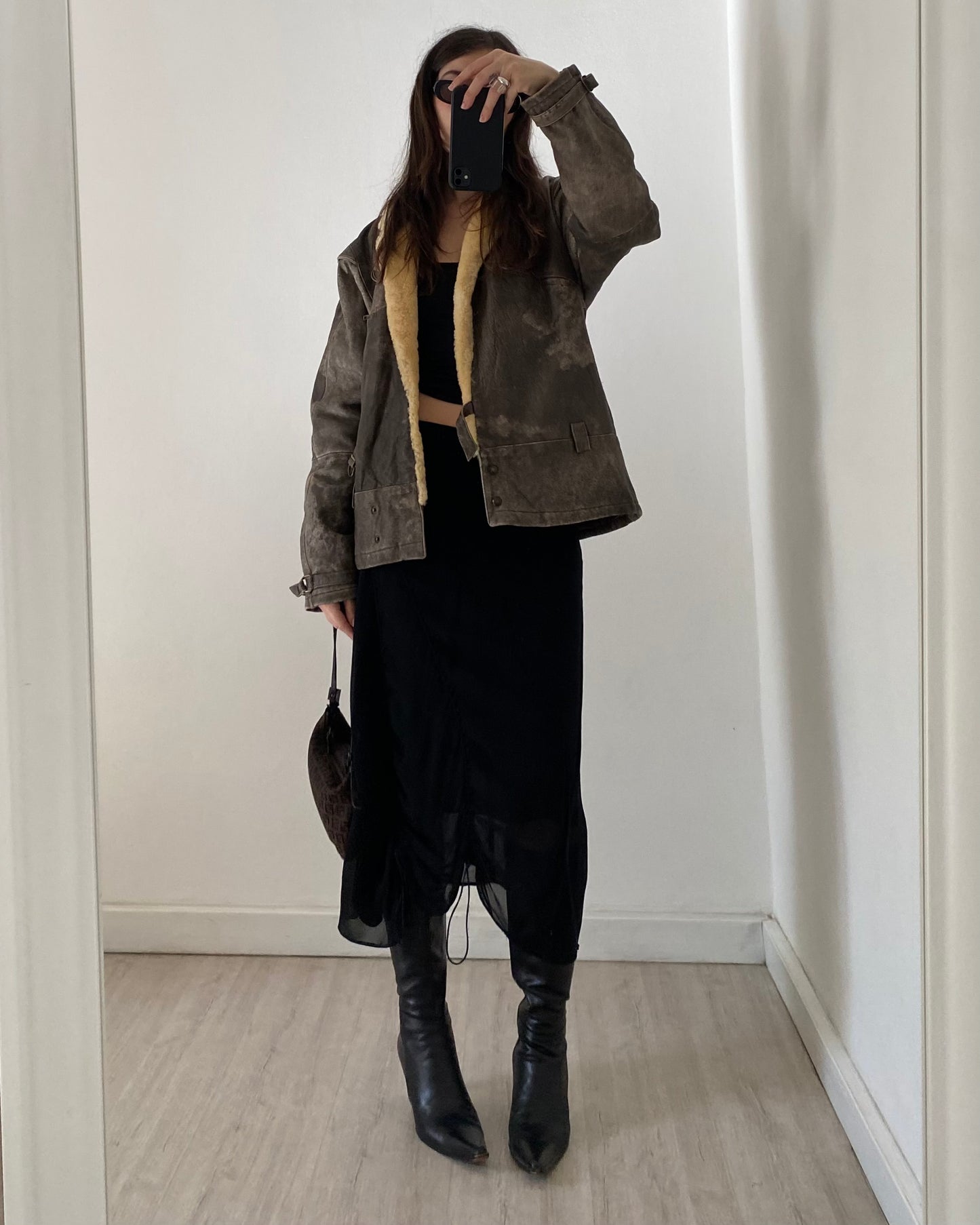 90s distressed leather jacket