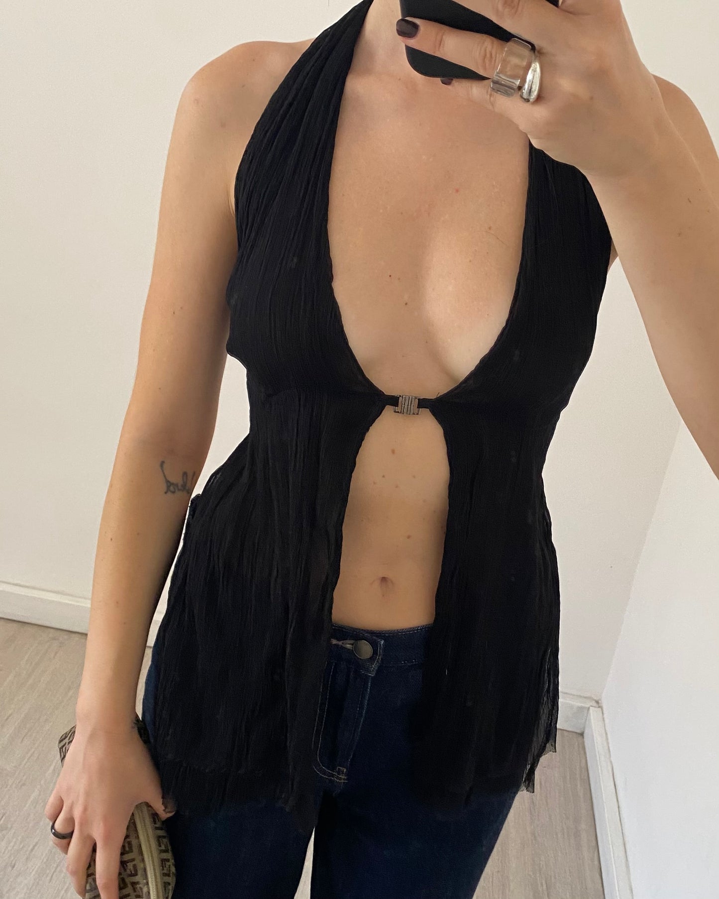 Silk plunge top