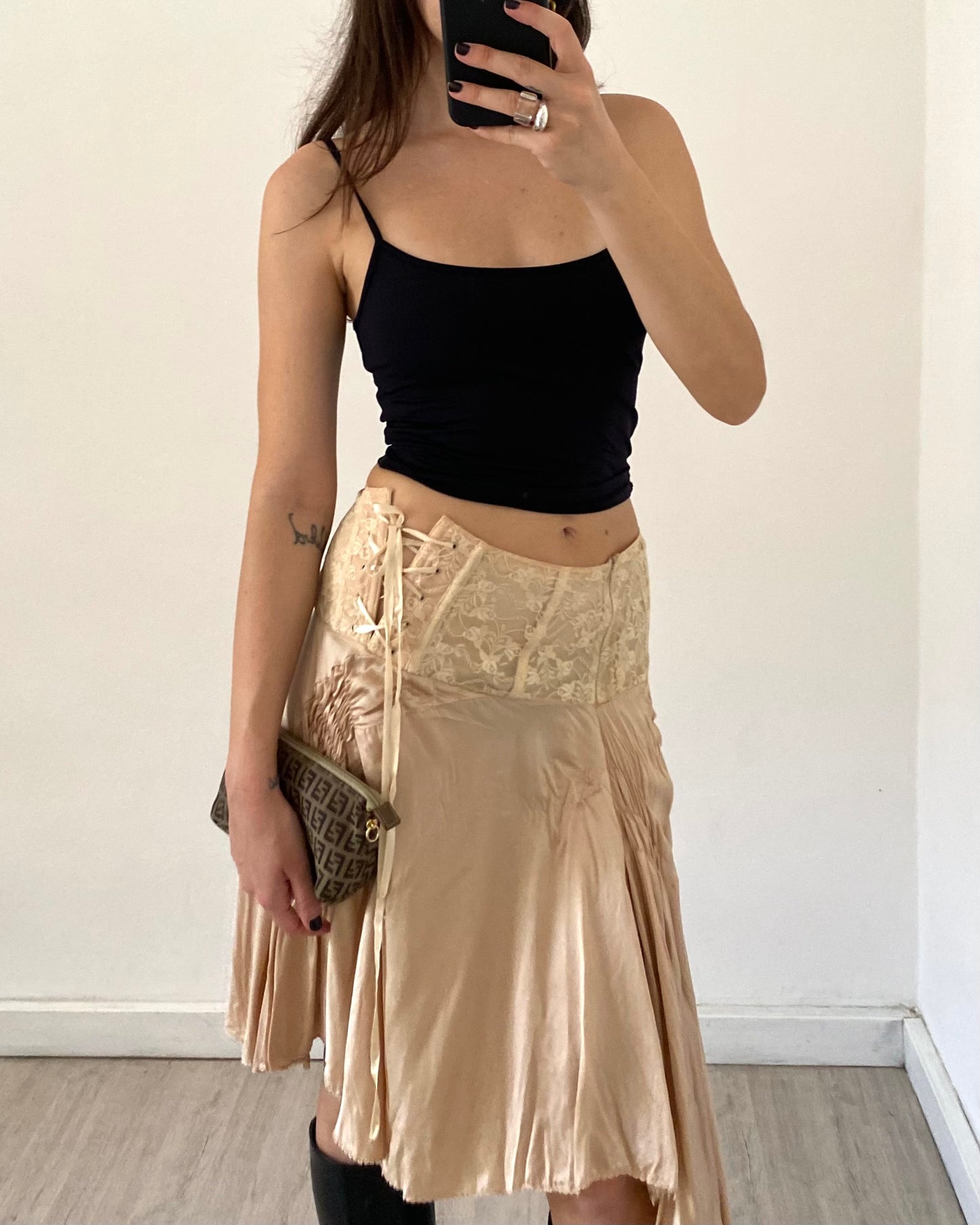 Silk draped skirt