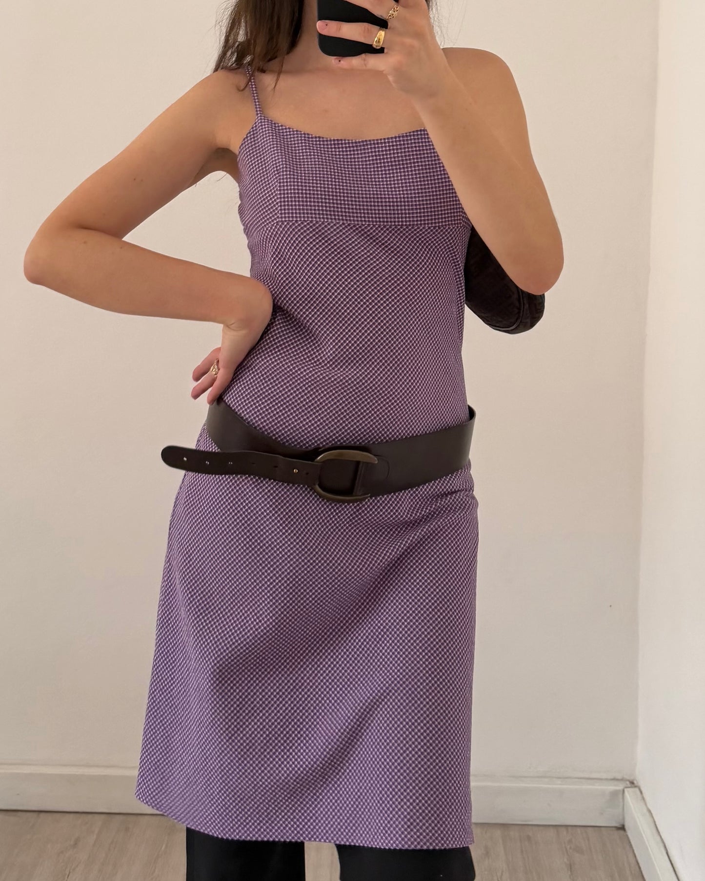 00s gingham midi dress