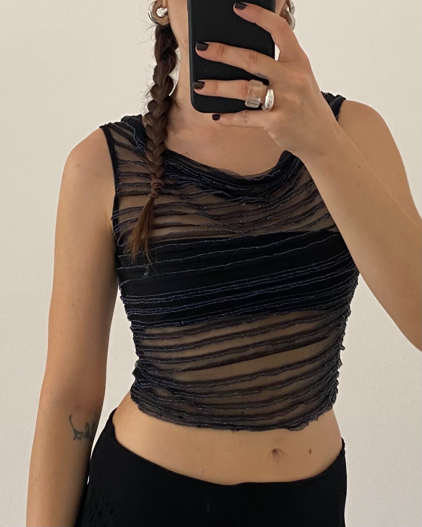 00s sheer top with lurex details