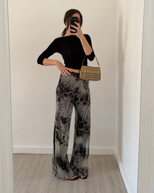Silk flare trousers