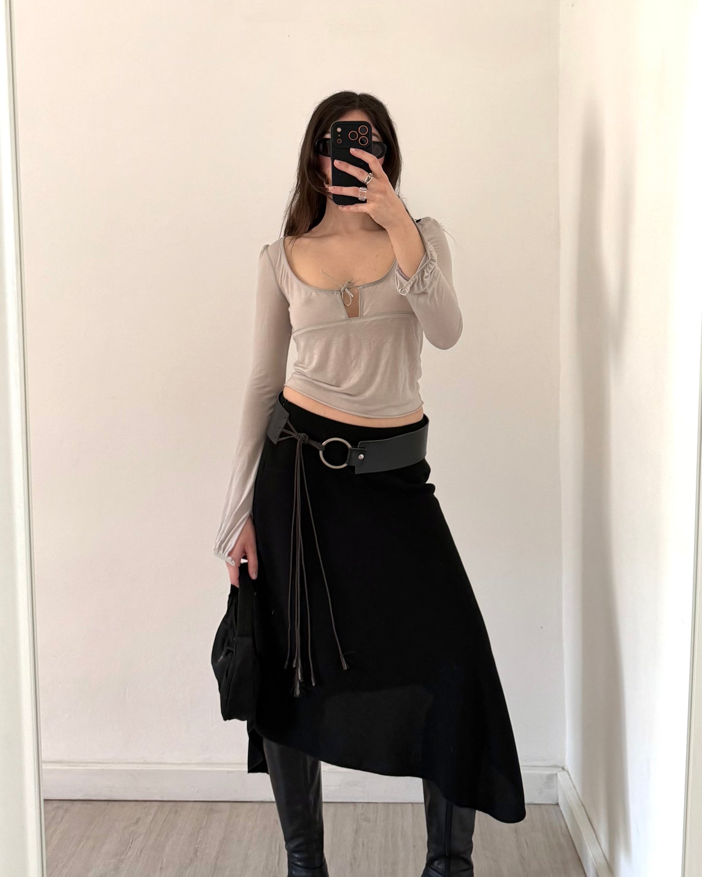 00s black asymmetric skirt