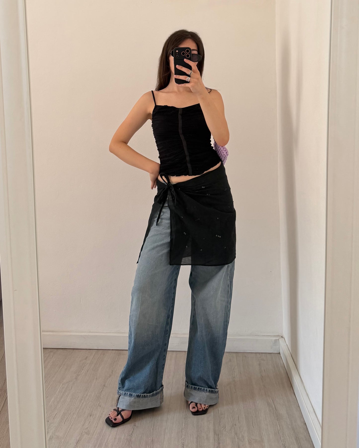 Sheer sarong mini skirt