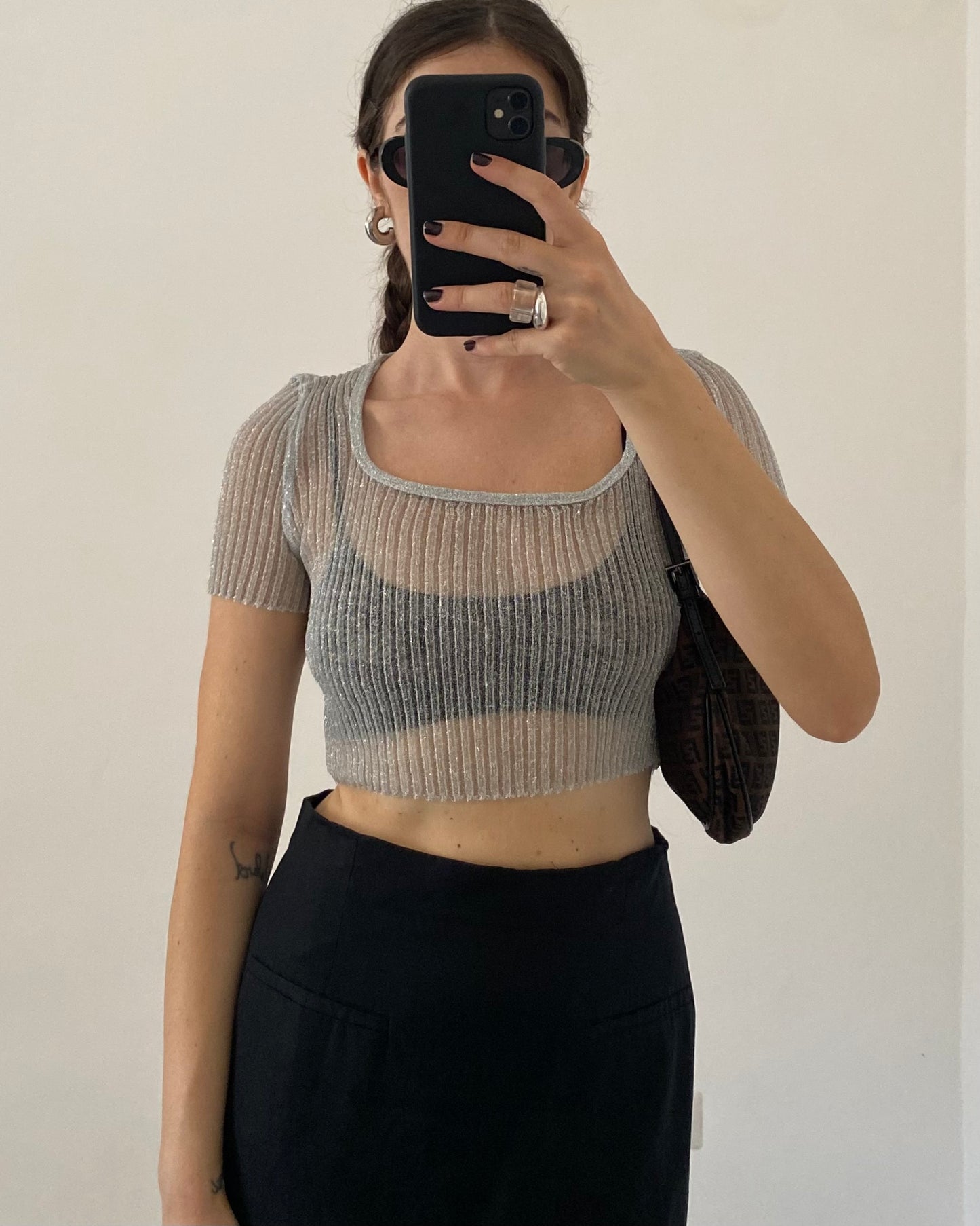 90s silver lurex top