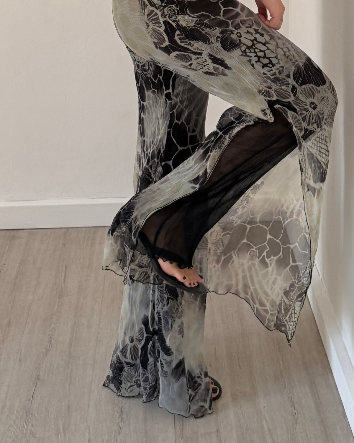 Silk flare trousers