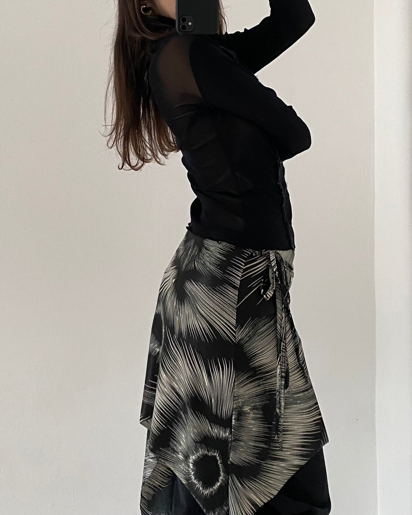 Sheer patchwork turleneck top