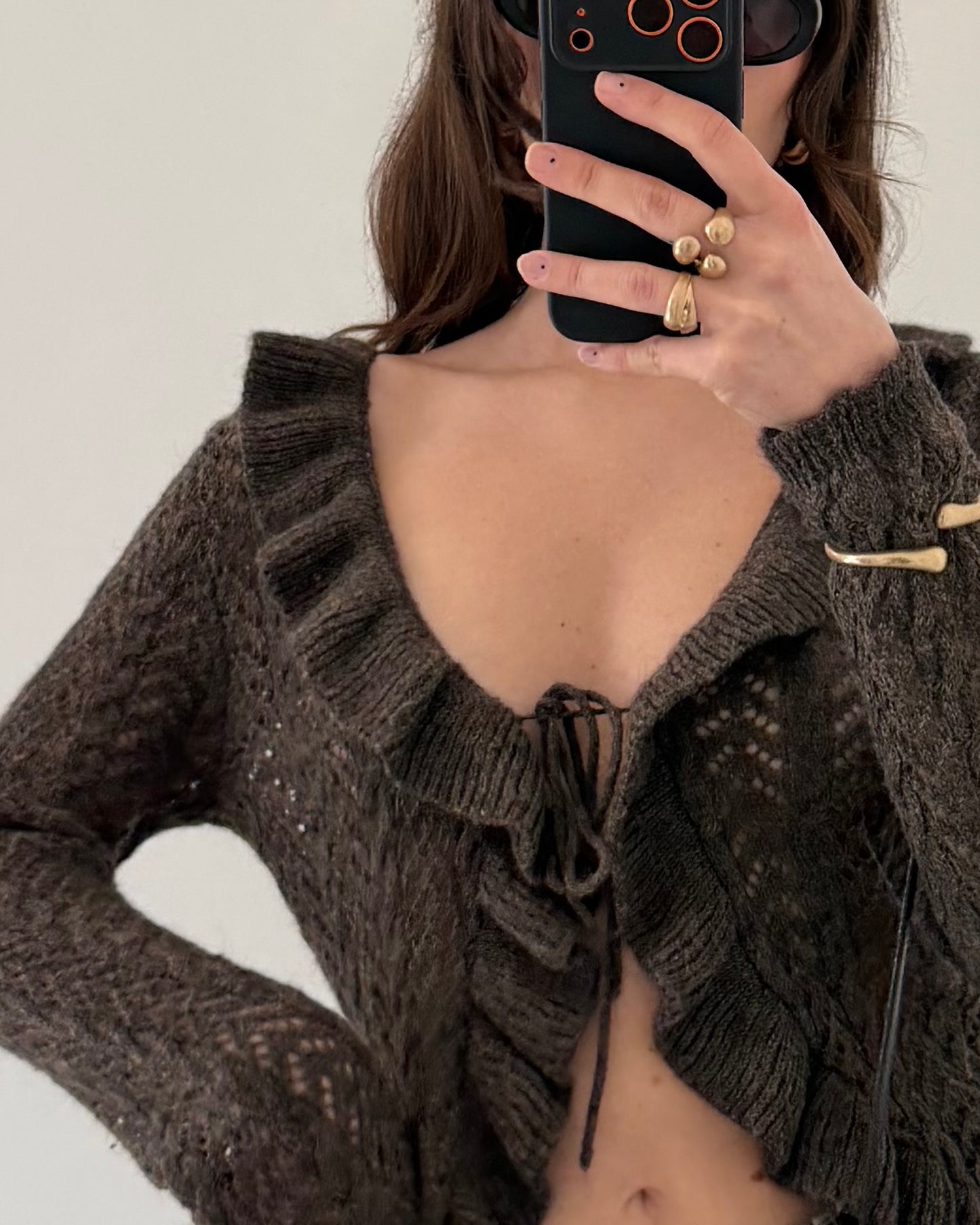 Wool cardigan with volants