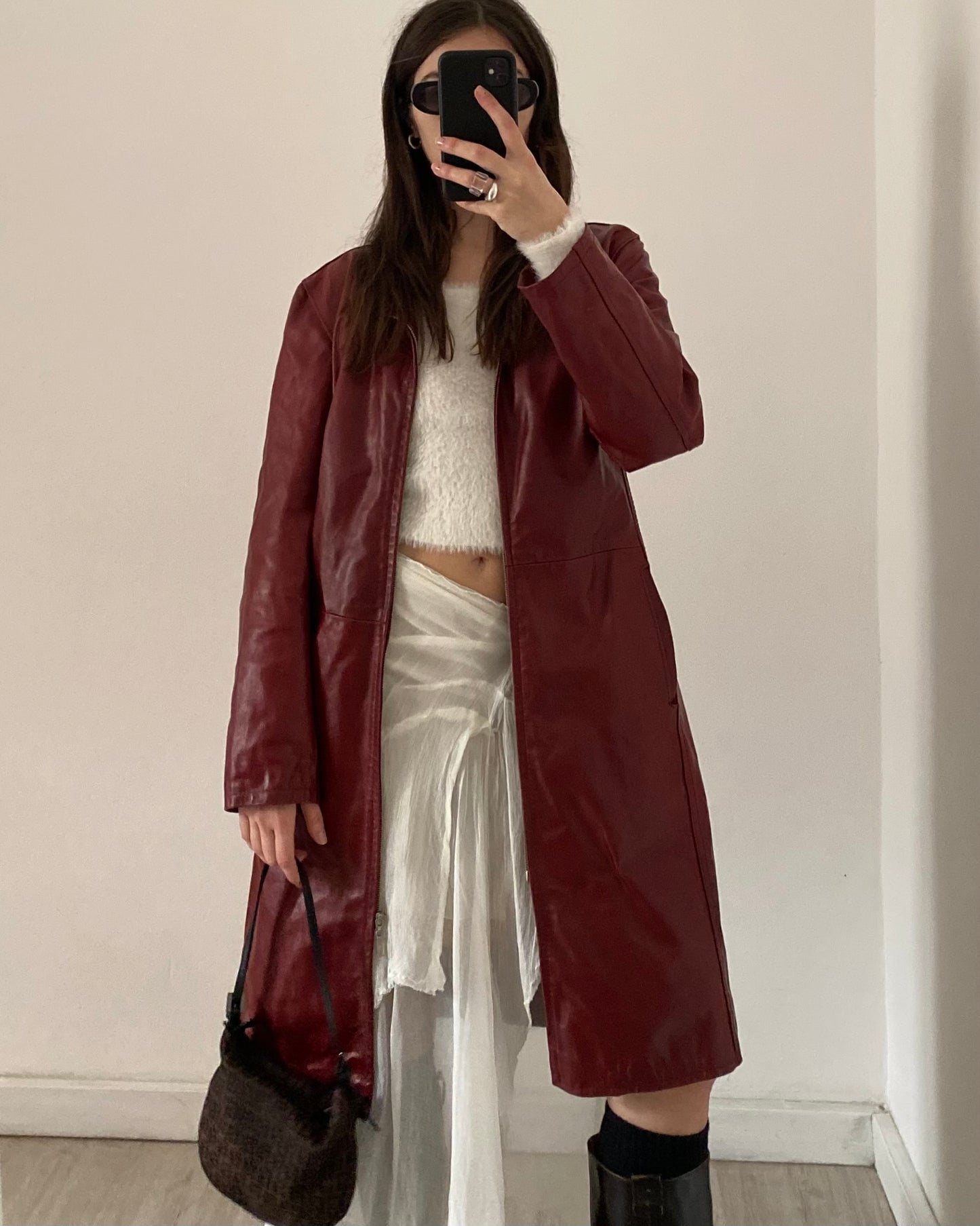 Cherry red leather jacket