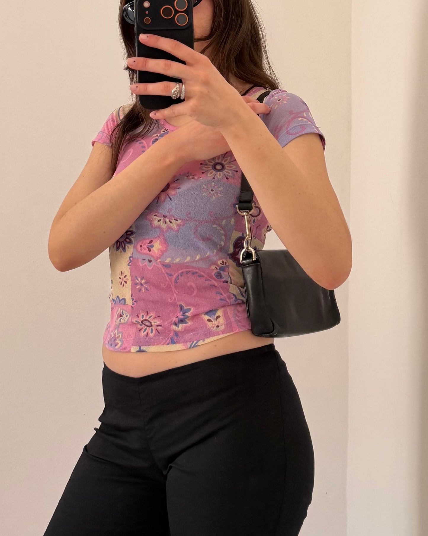 00s sheer printed top
