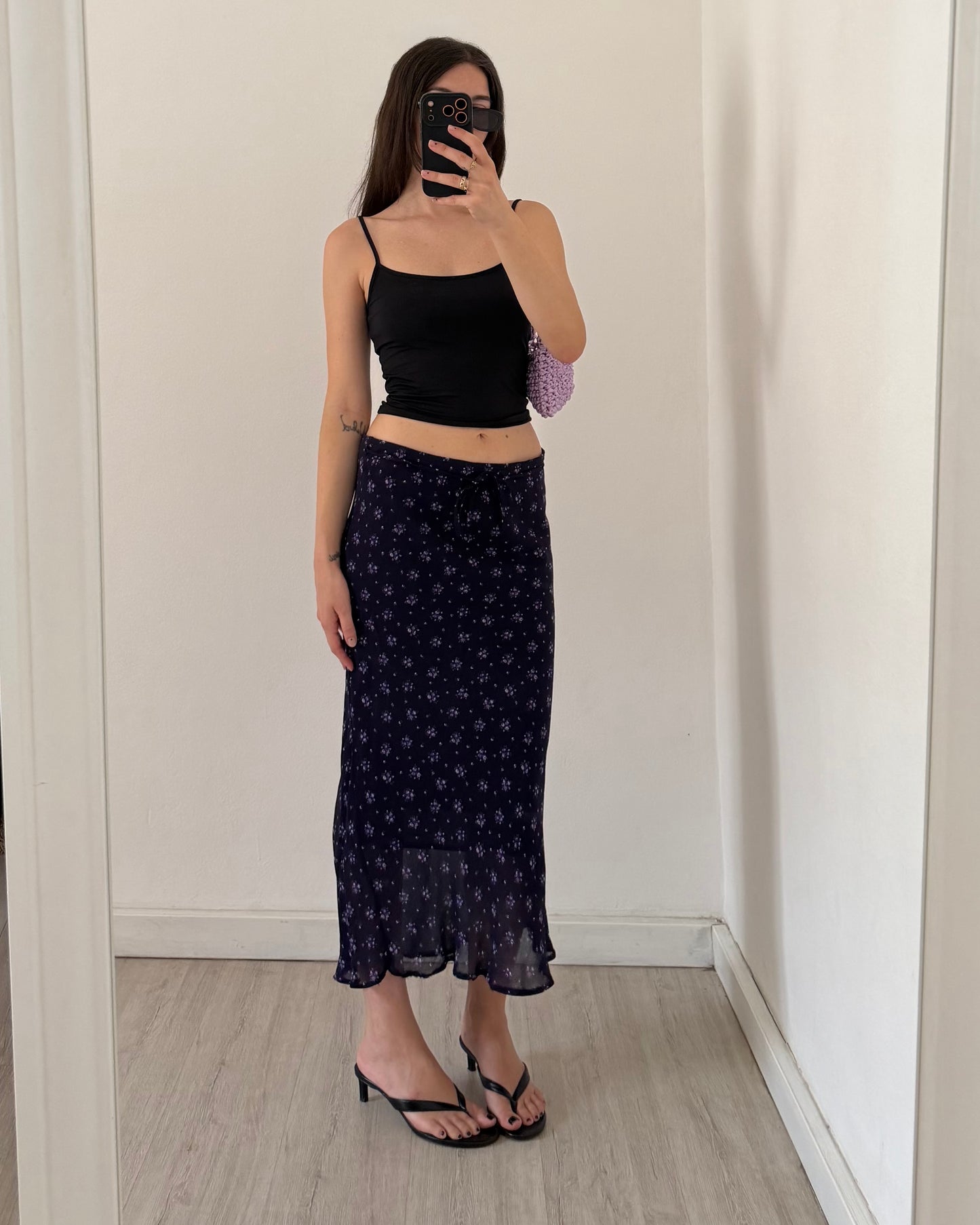 00s ditsy floral longuette skirt