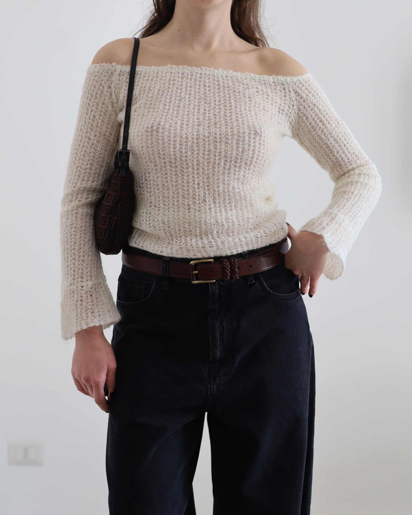 Sheer wool knit top