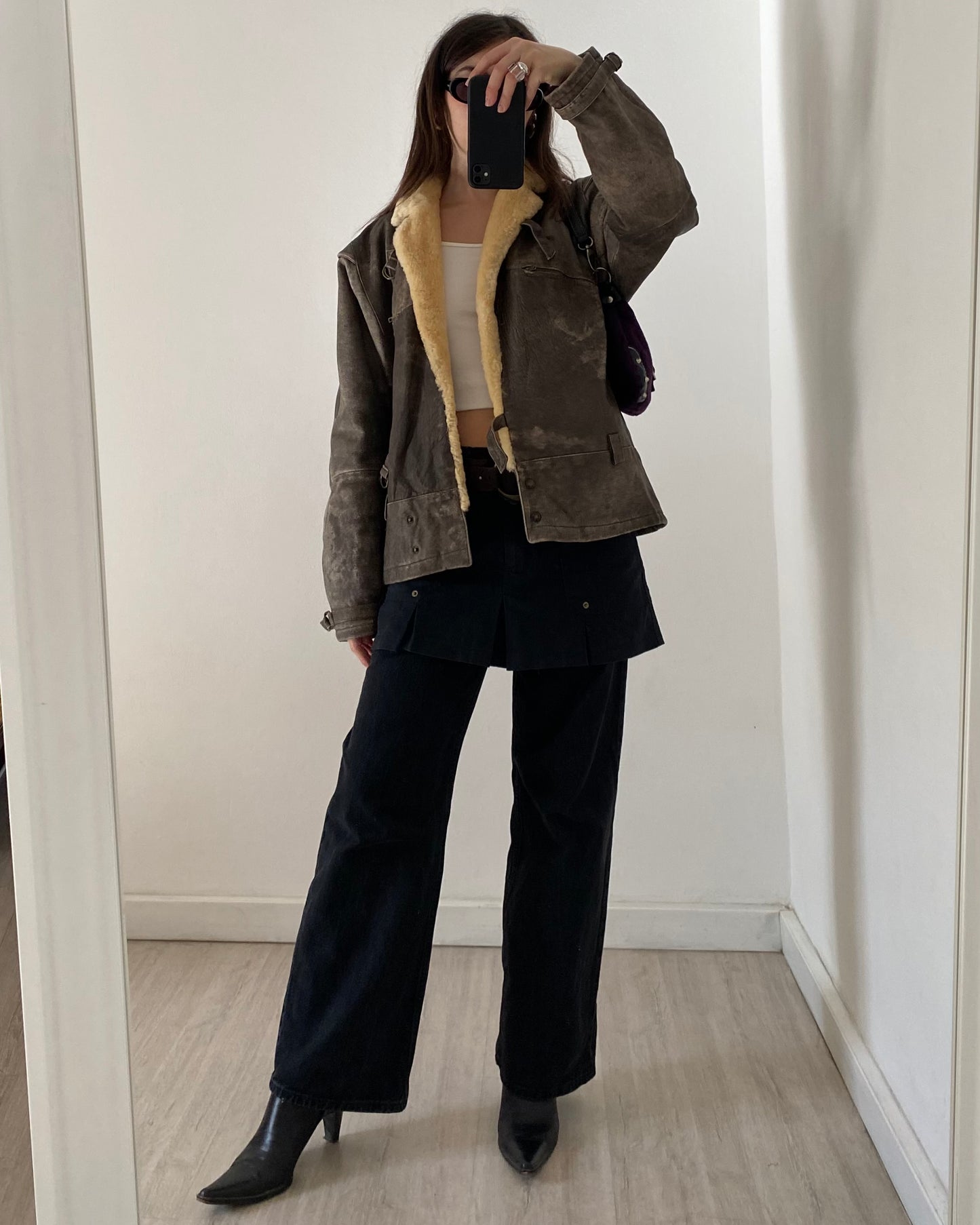 90s distressed leather jacket