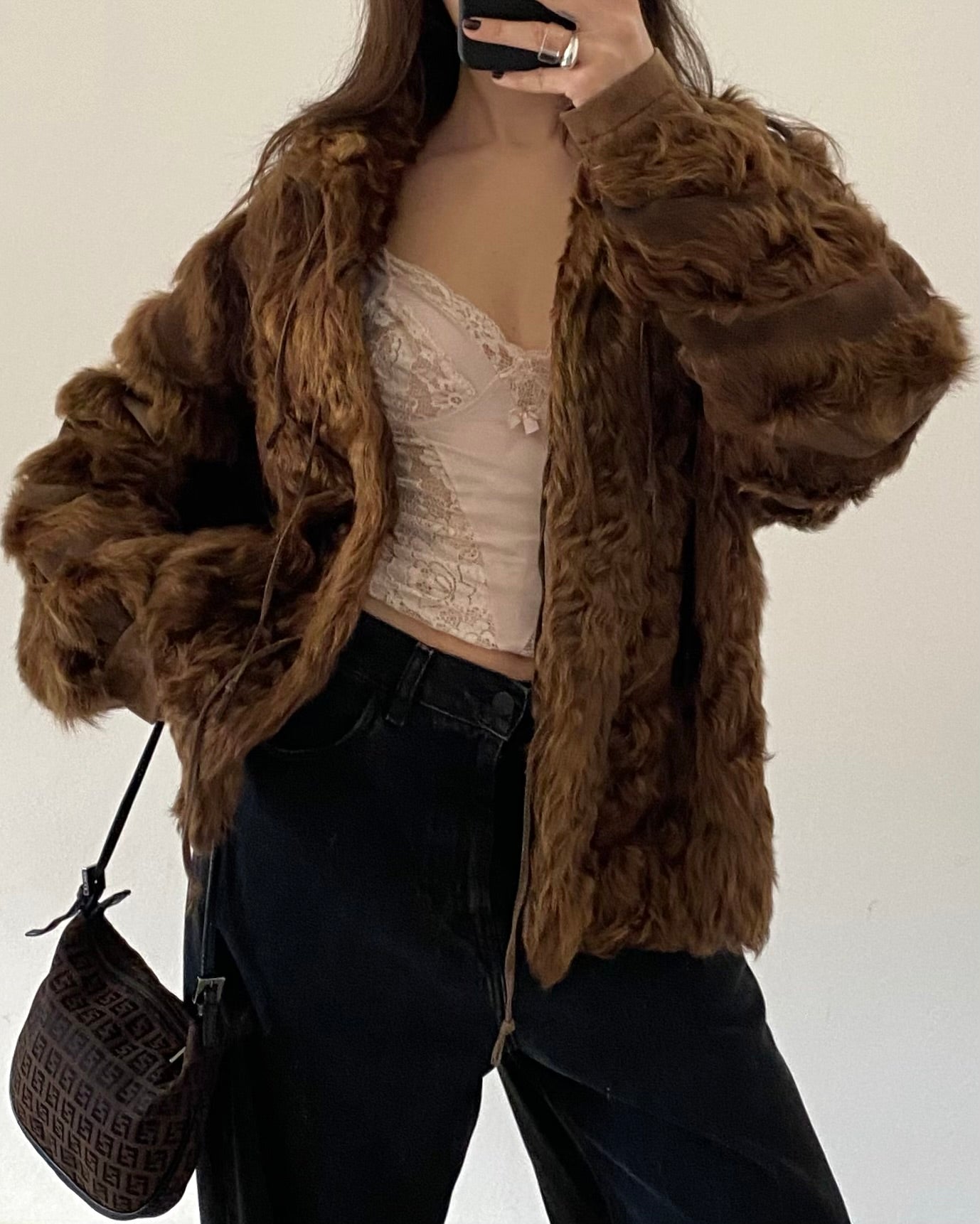 Leather jacket with fur