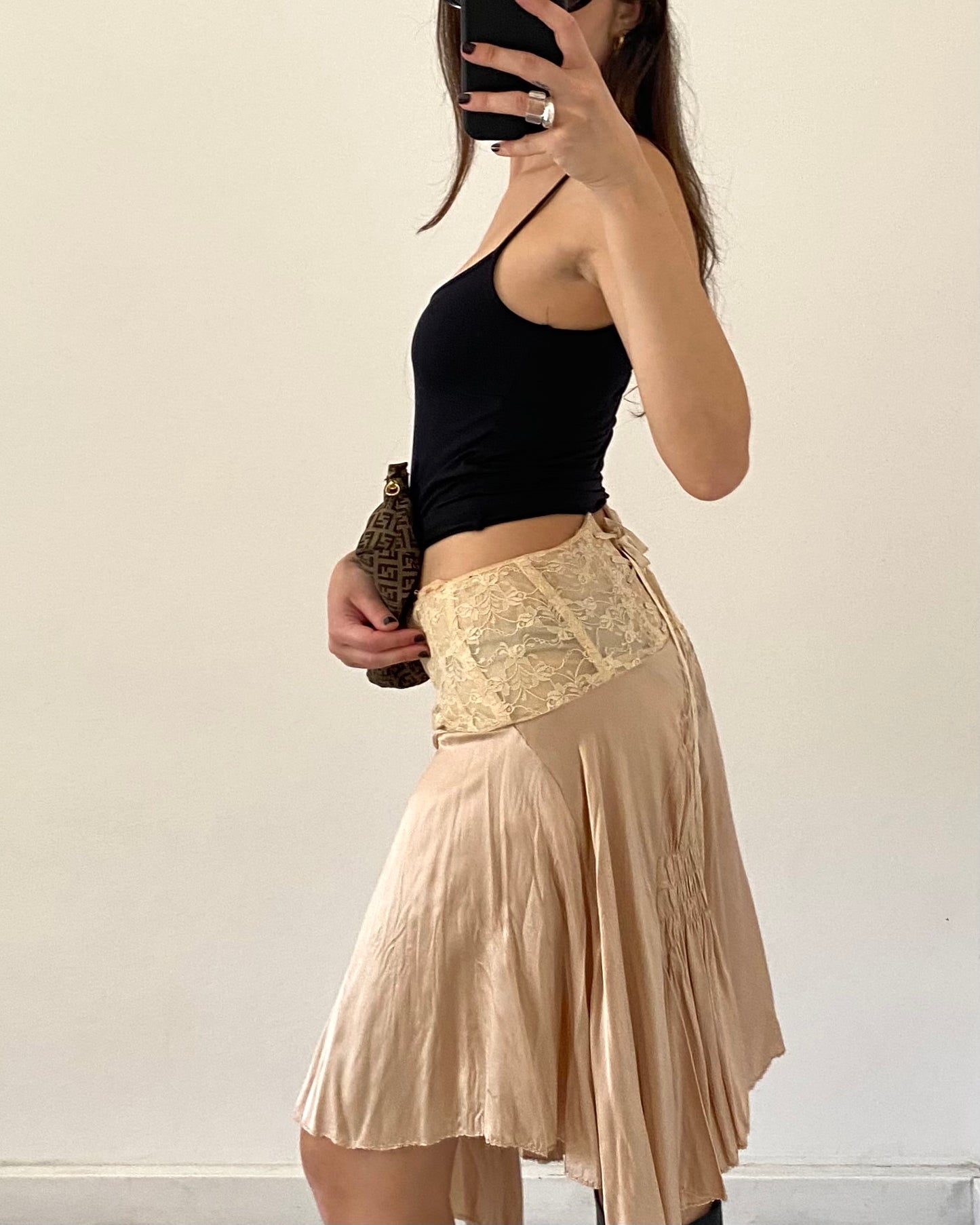 Silk draped skirt
