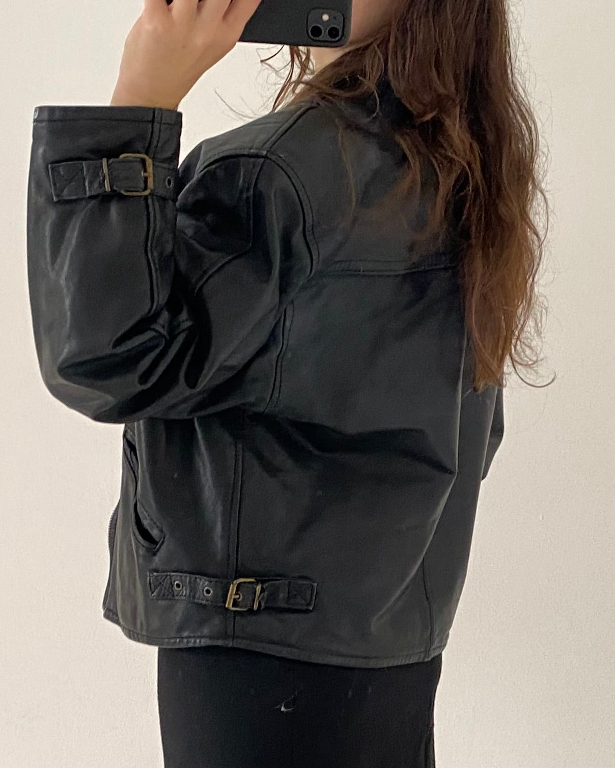 Leather bomber jacket