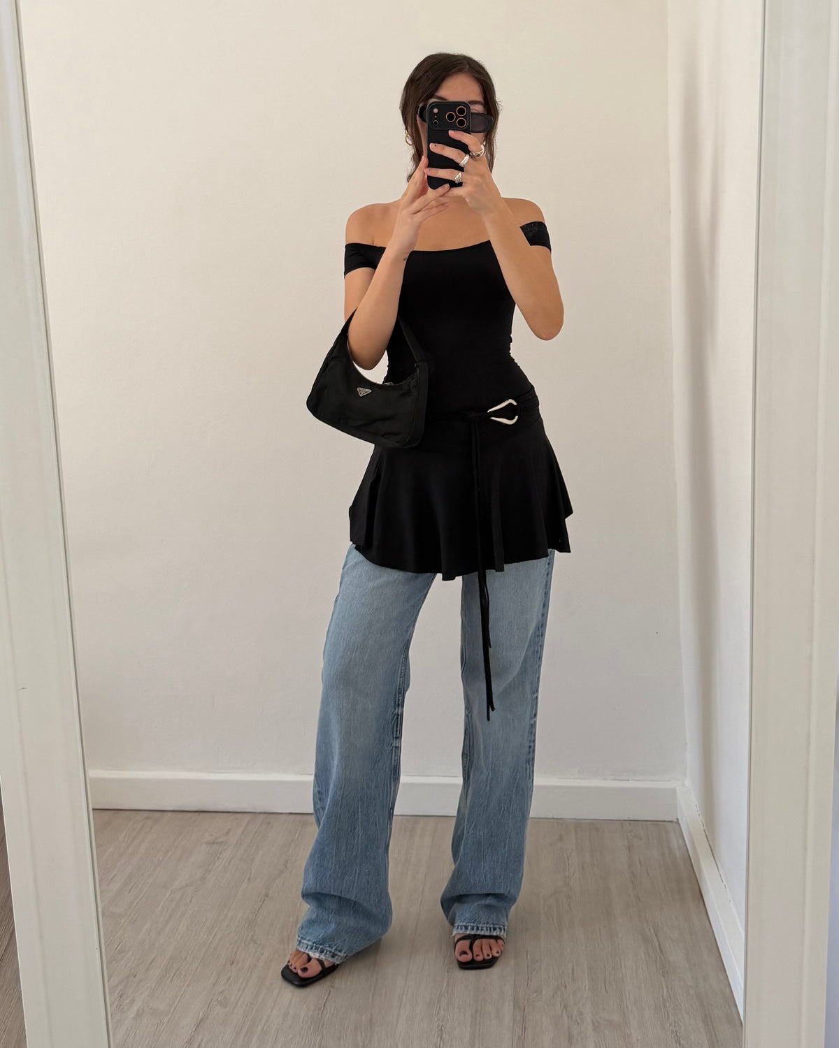Mini dress with metal belt