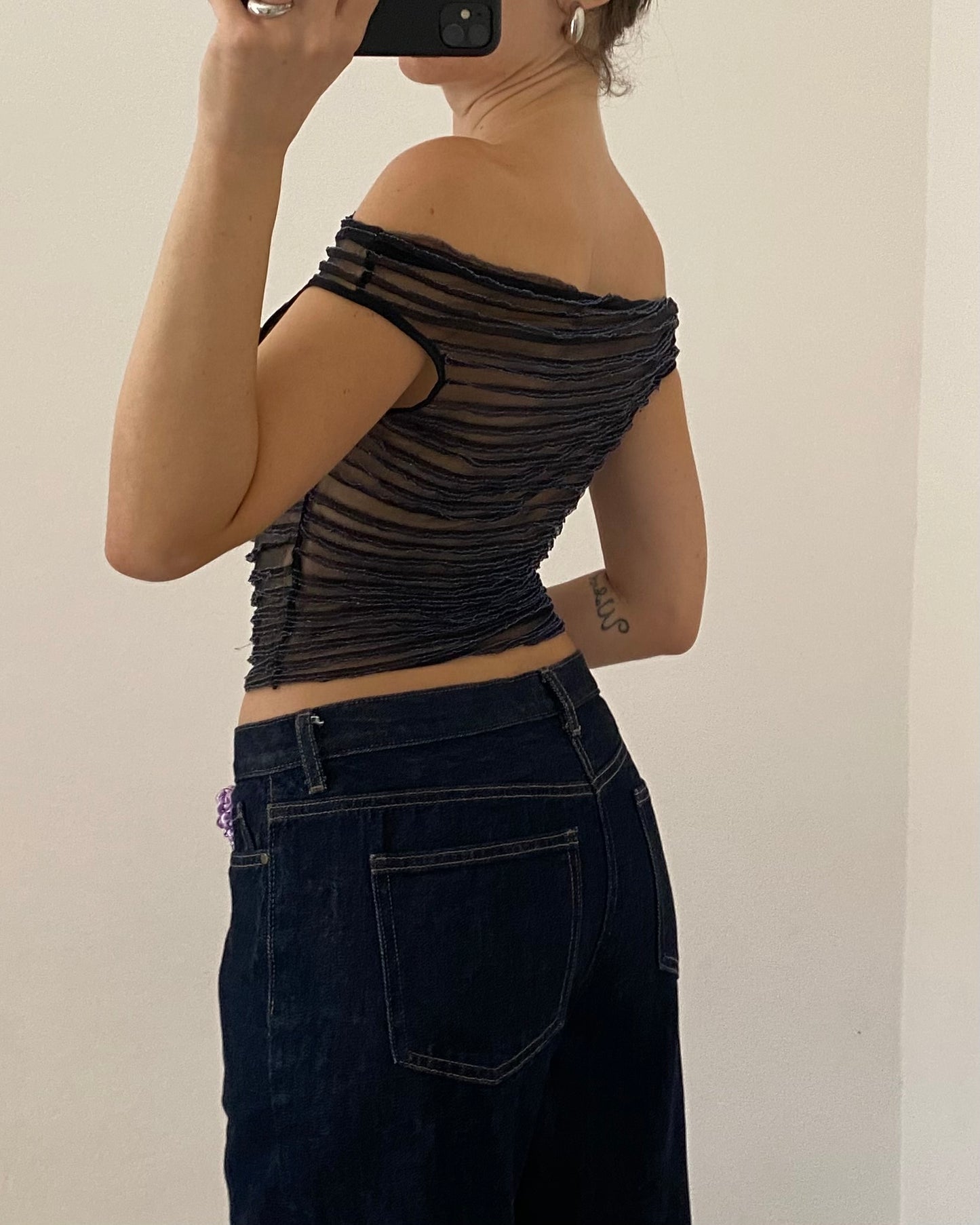 00s sheer top with lurex details