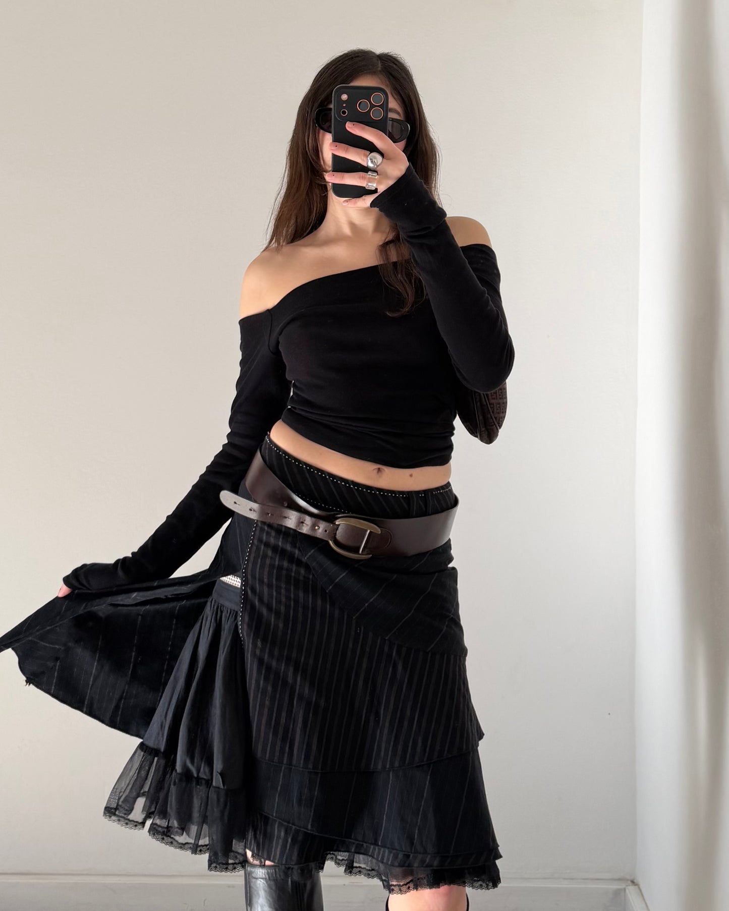 00s midi skirt with layers