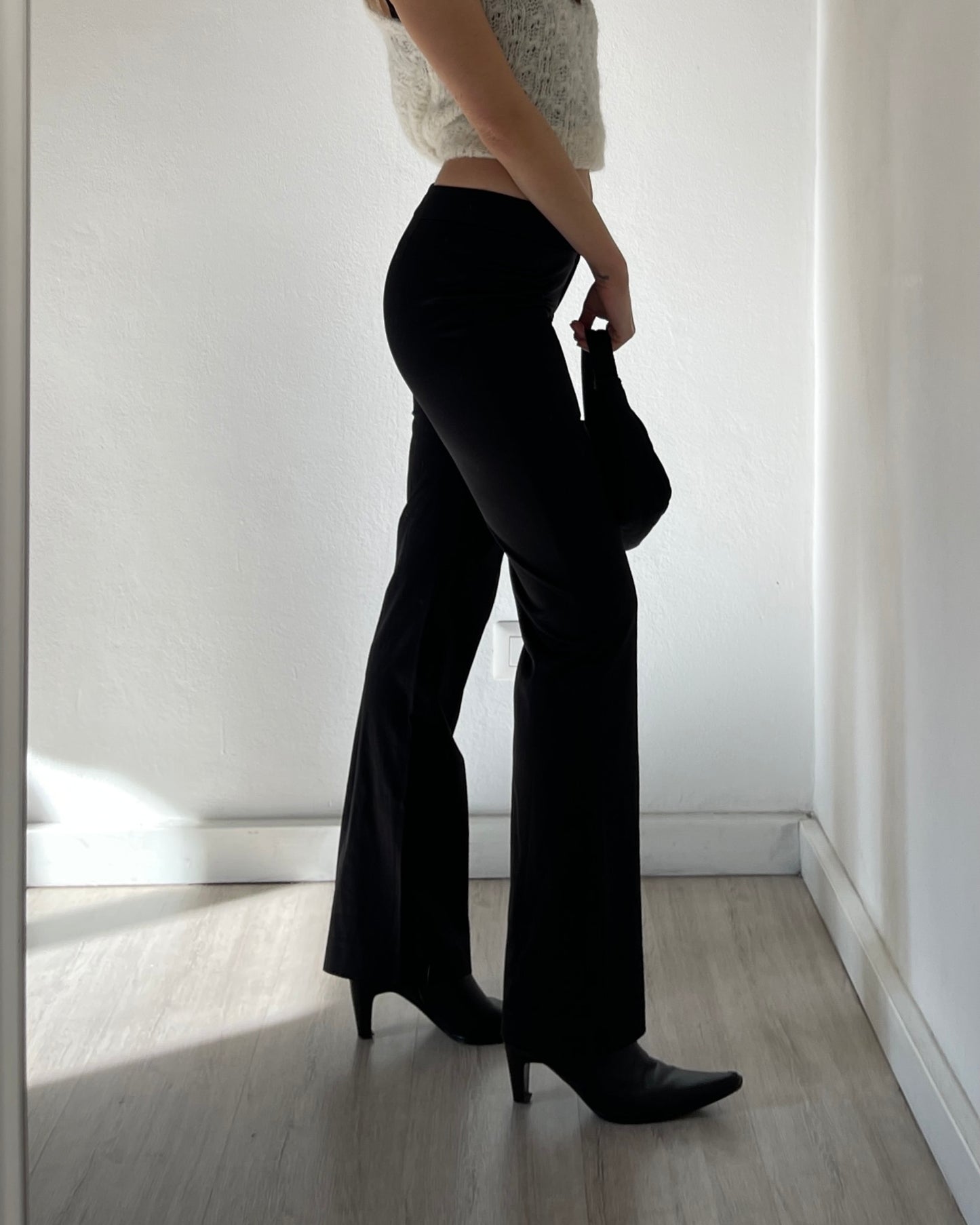 Satin bootcut trousers