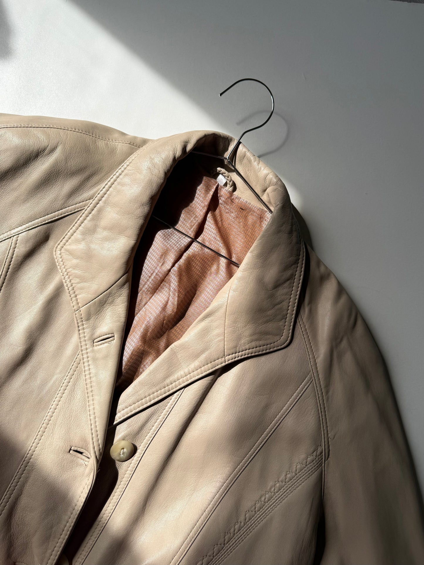Nappa leather beige jacket
