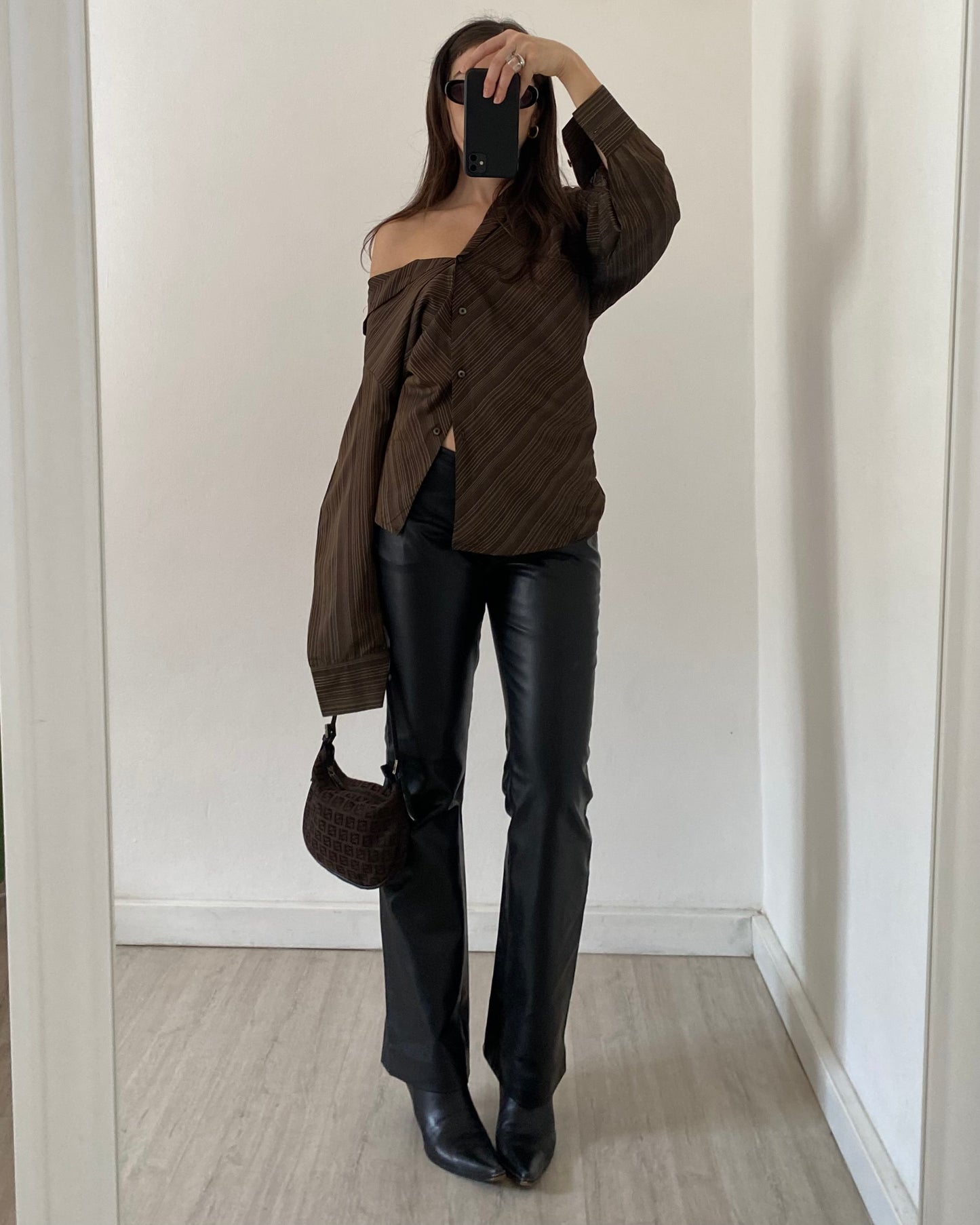 Faux leather trousers