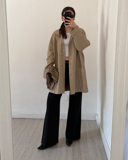 Nappa leather beige jacket