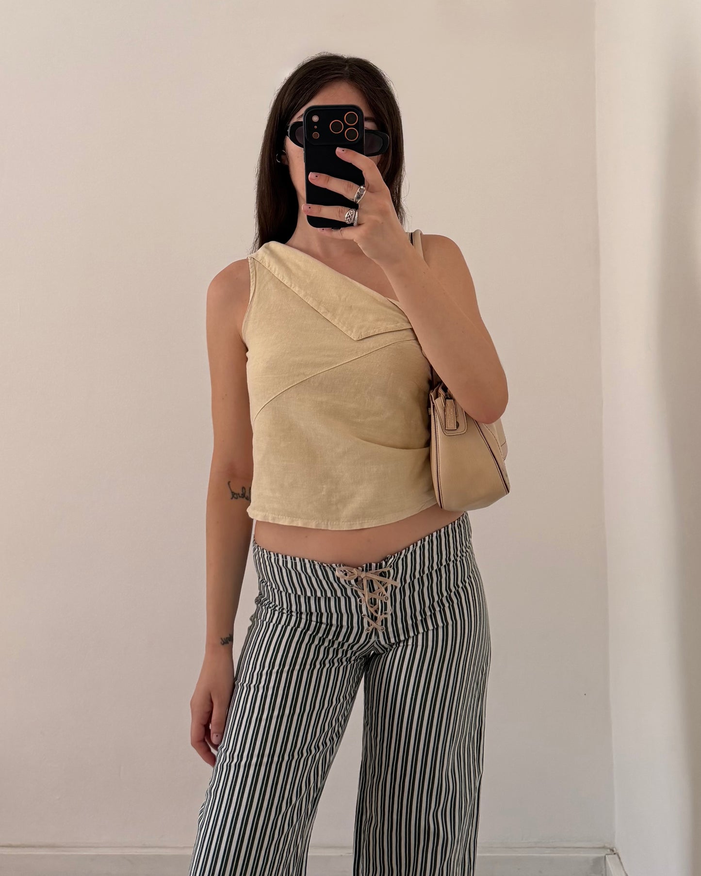Linen striped trousers